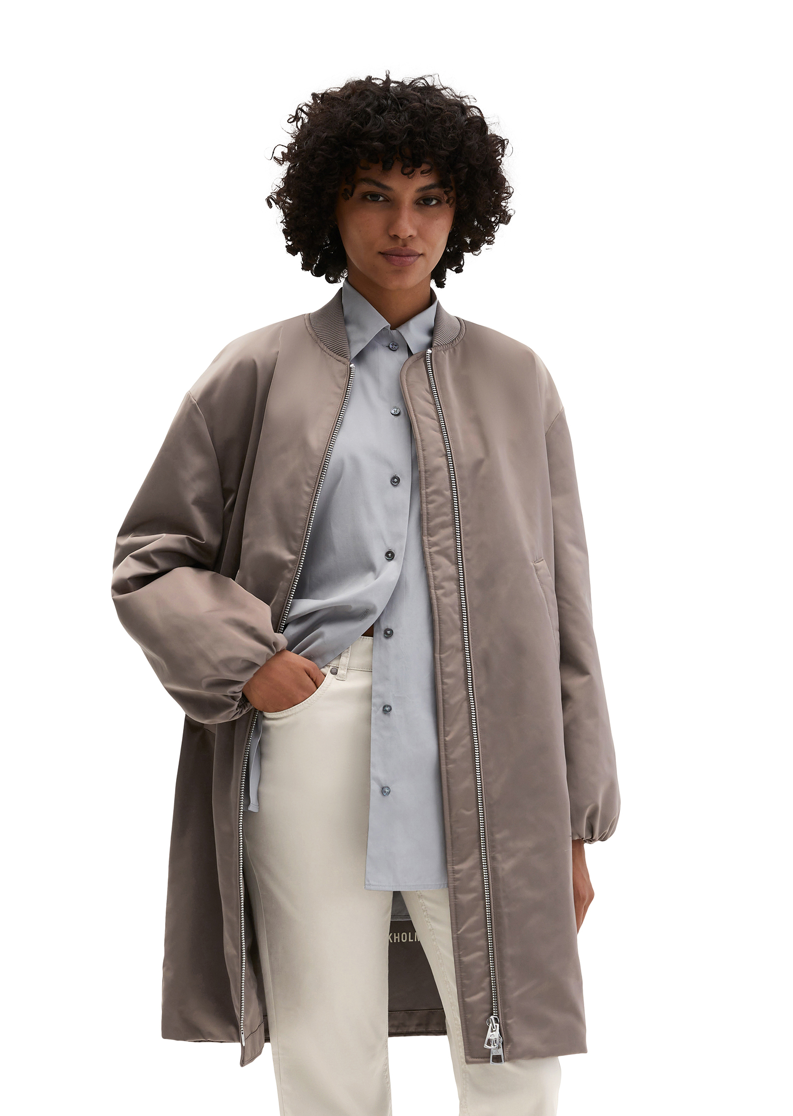 Manteau blouson style aviateur regular en sergé de polyester recyclé, MARC O'POLO