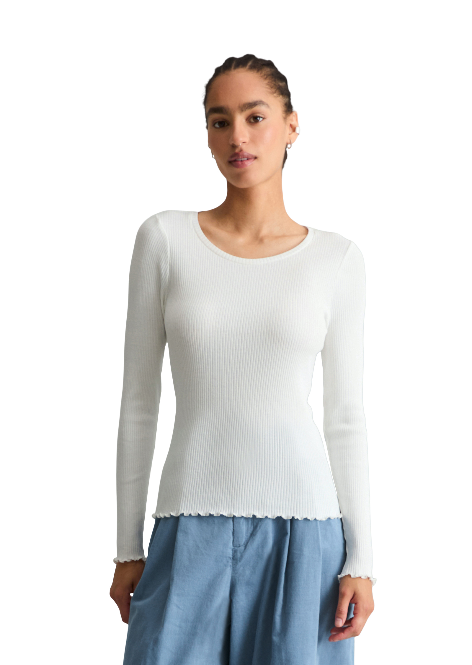 T-shirt à manches longues ajusté en coton organique stretch, MARC O’POLO DENIM