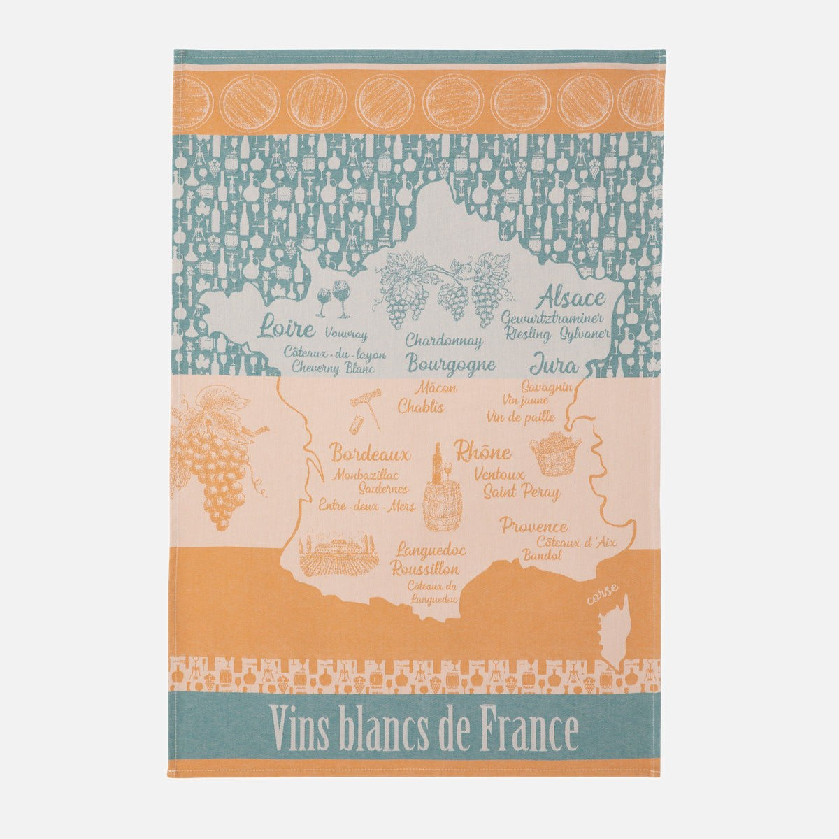 Torchon jacquard coton VINS BLANC DE FRANCE, COUCKE