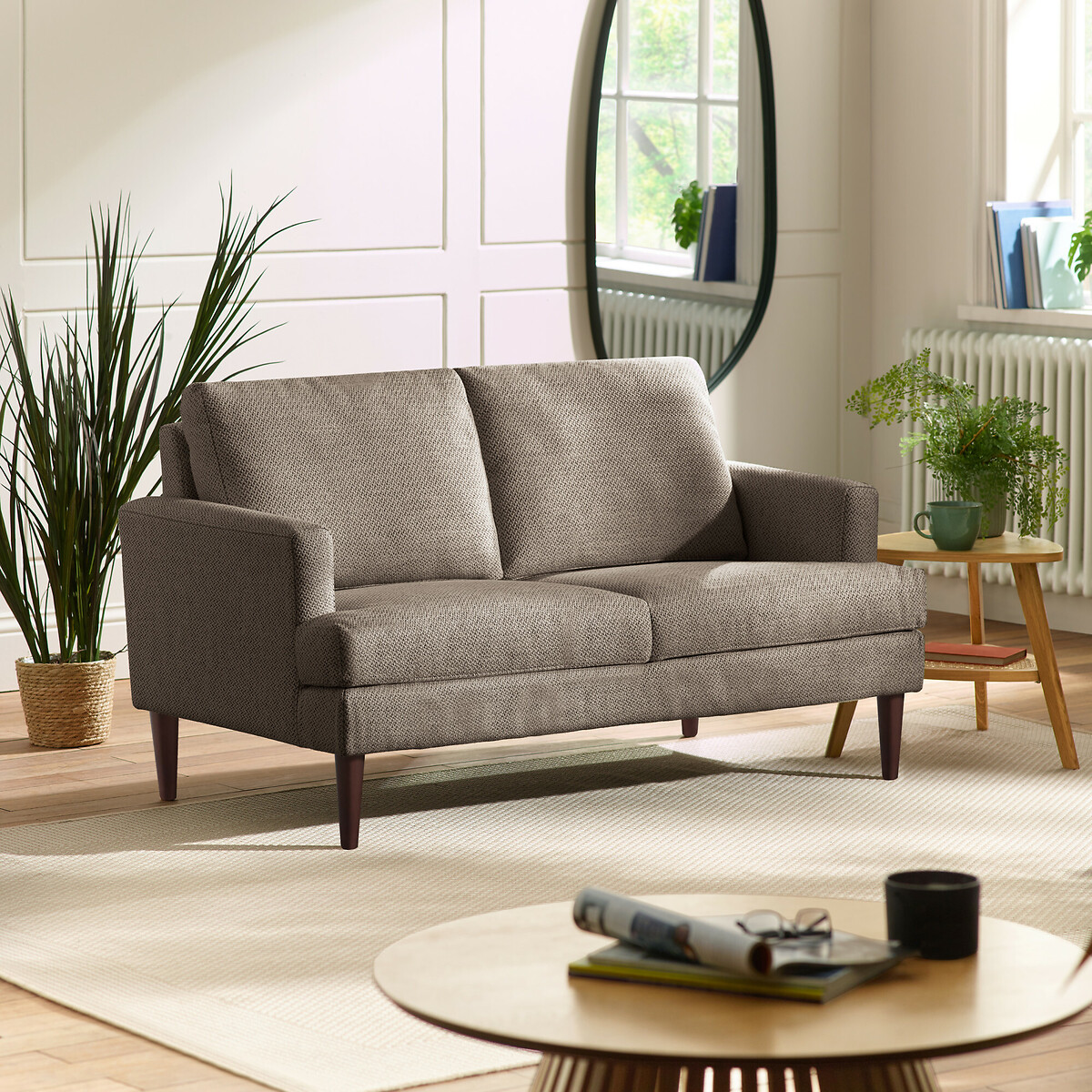 Evadne Woven Chenille Upholstered Compact 2 Seater Sofa, SO'HOME