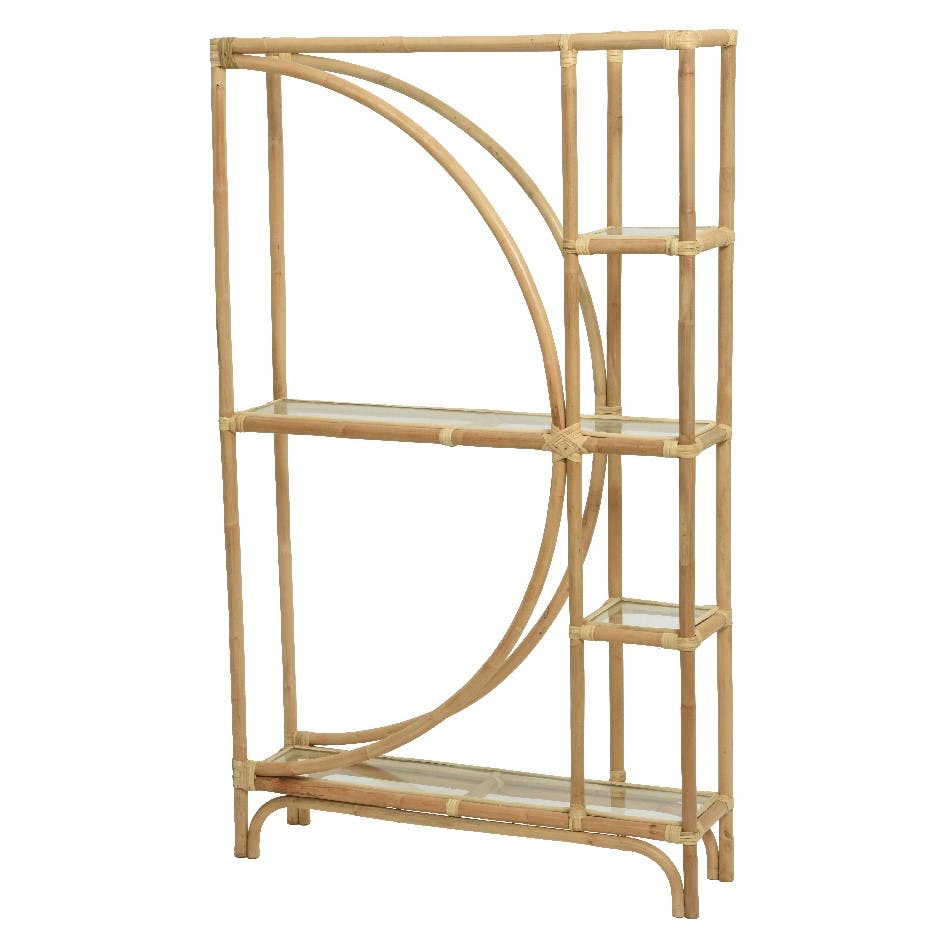 Etagère déstructurée en rotin et verre BALI, PIER IMPORT