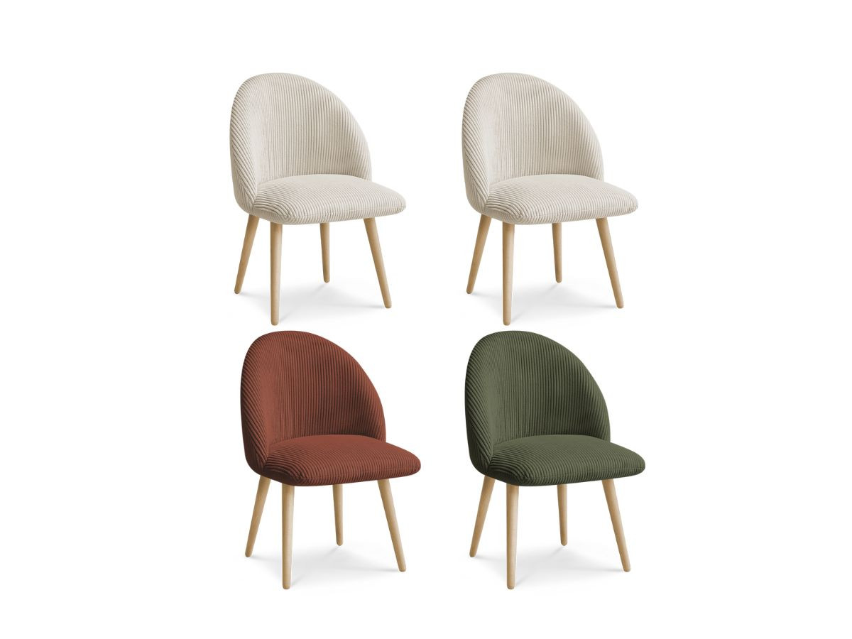 Lot de 4 chaises velours côtelé, LALIE, BOBOCHIC