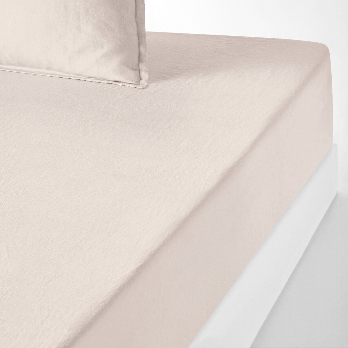 35cm high 100% washed linen fitted sheet