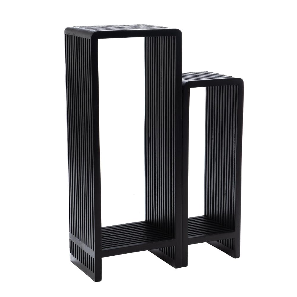 Lot de 2 sellettes en teck recyclé H68 cm Calopsite, AMADEUS