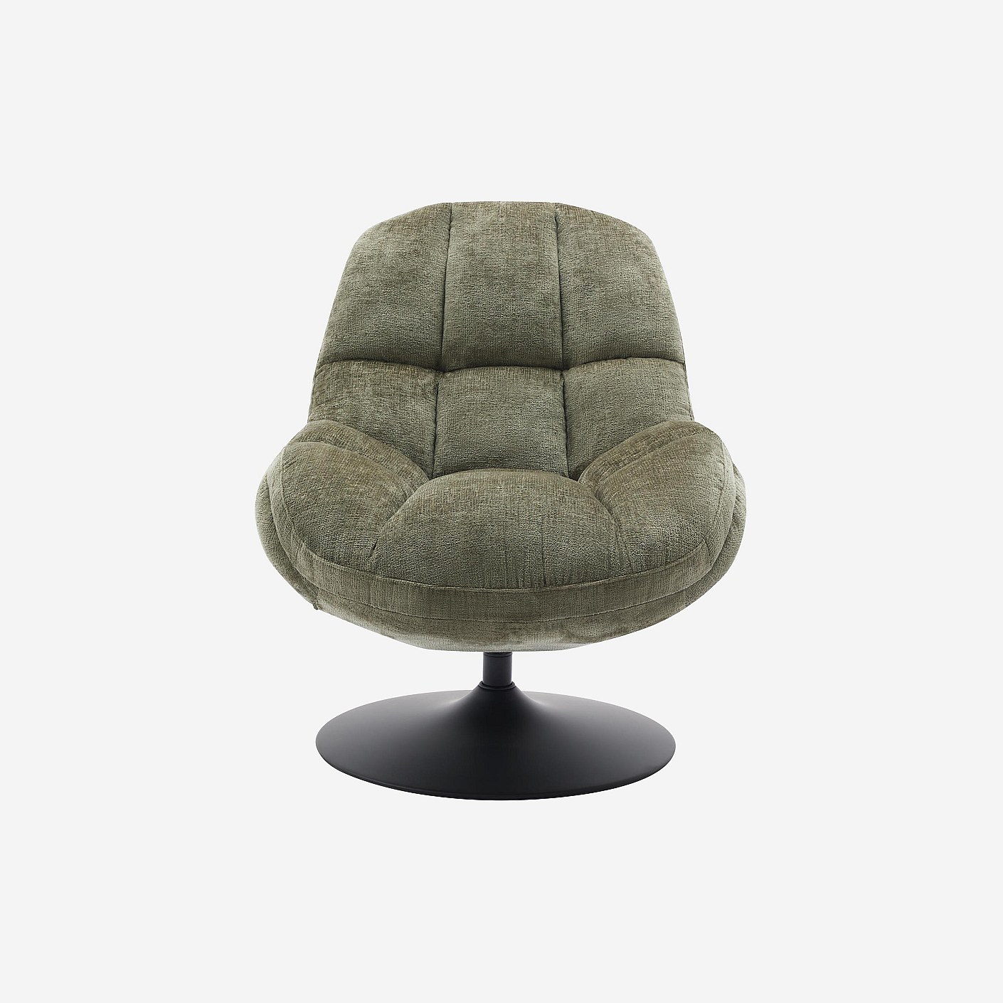 Fauteuil pivotant en tissu chenille et métal mat MOGLIANO, HABITAT