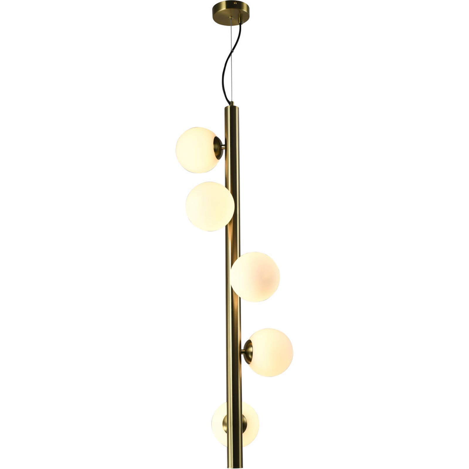 Chandelier laiton antique et globes en verre, RECOLLECTION