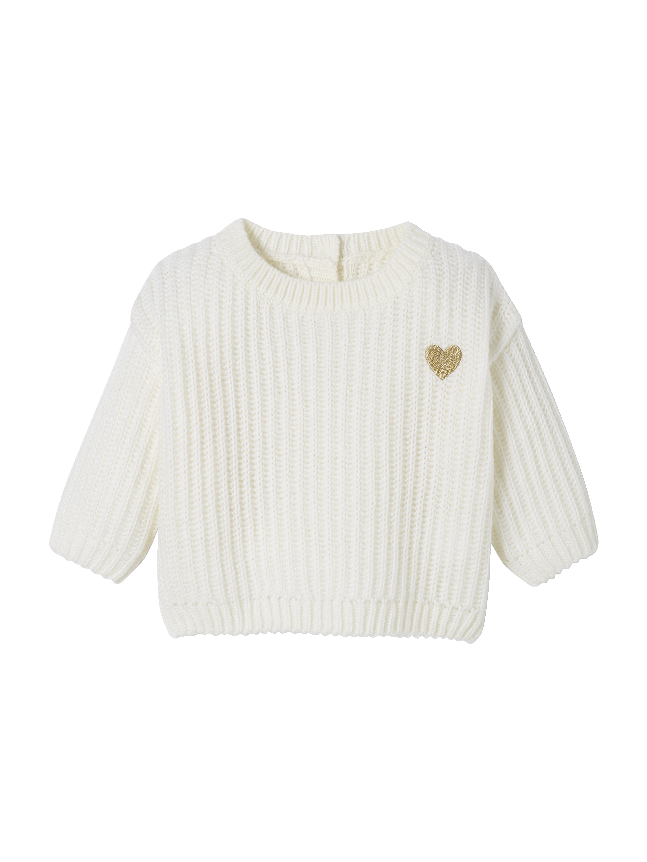 Pull tricot coeur doré, VERTBAUDET