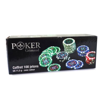 Poker - coffret cristal 100 jetons us 11,5 g marqués - 130005269 GRIMAUD