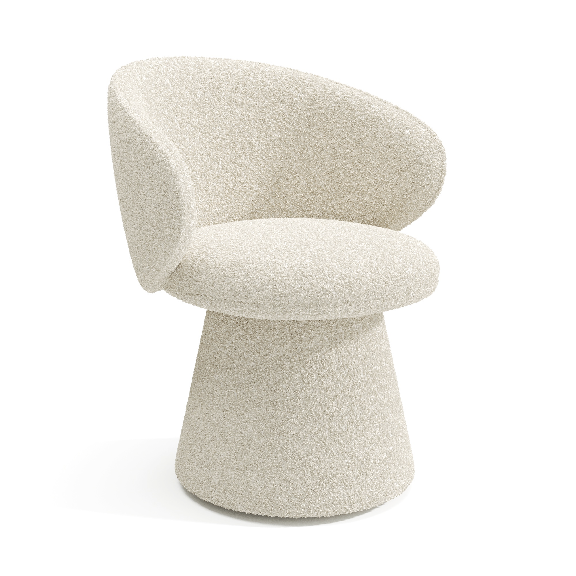 Fauteuil de salon rotatif 180° bouclette crème en tissu bouclette FLARE, SIA HOME