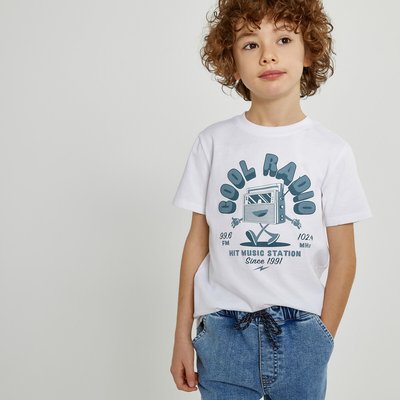 Printed Cotton T-Shirt with Short Sleeves LA REDOUTE COLLECTIONS