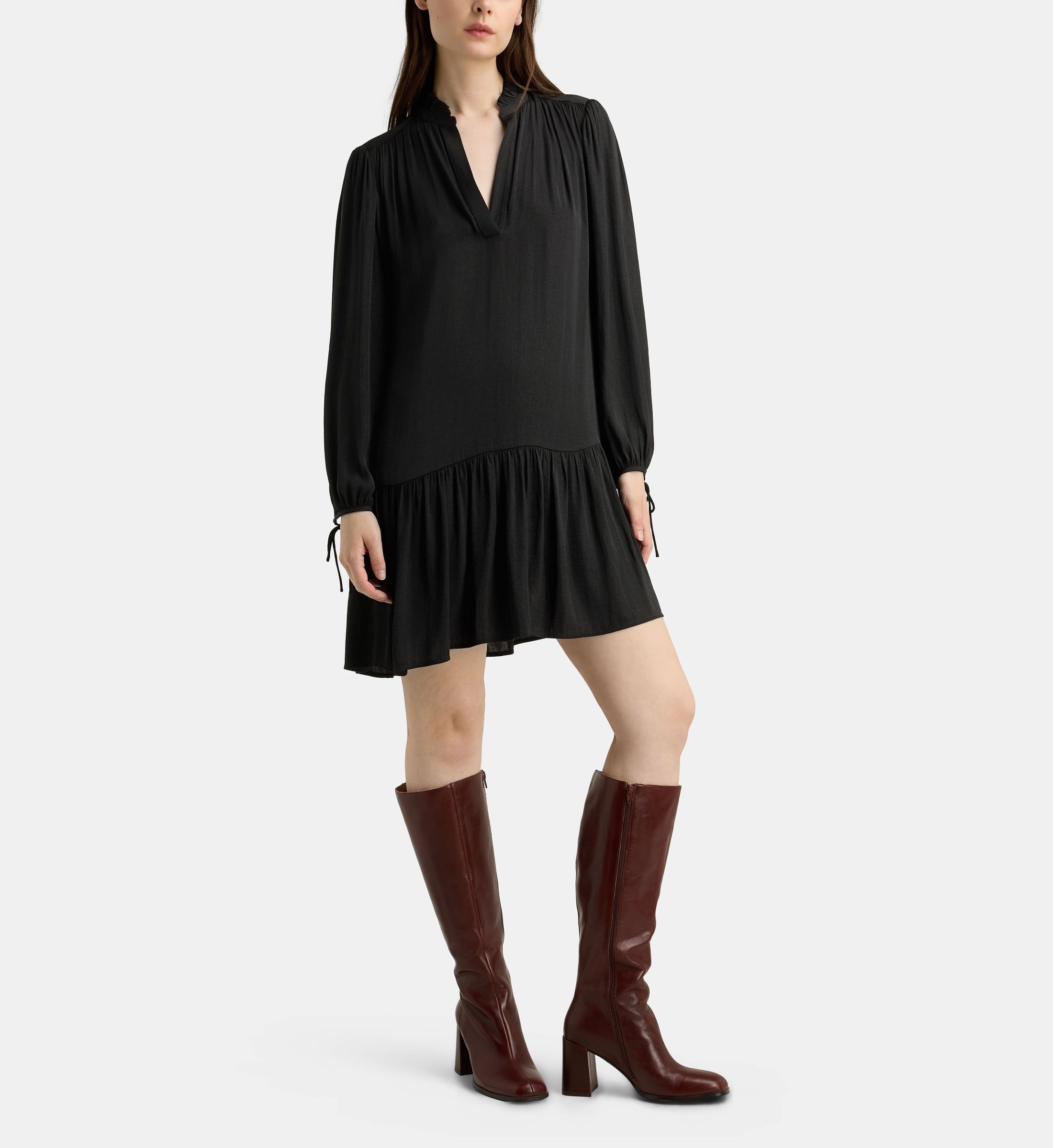 Robe elmer satl courte froncée satinée, GALERIES LAFAYETTE