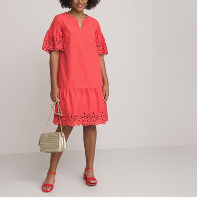 Cotton Mid-Length Dress with Broderie Anglaise Detail ANNE WEYBURN
