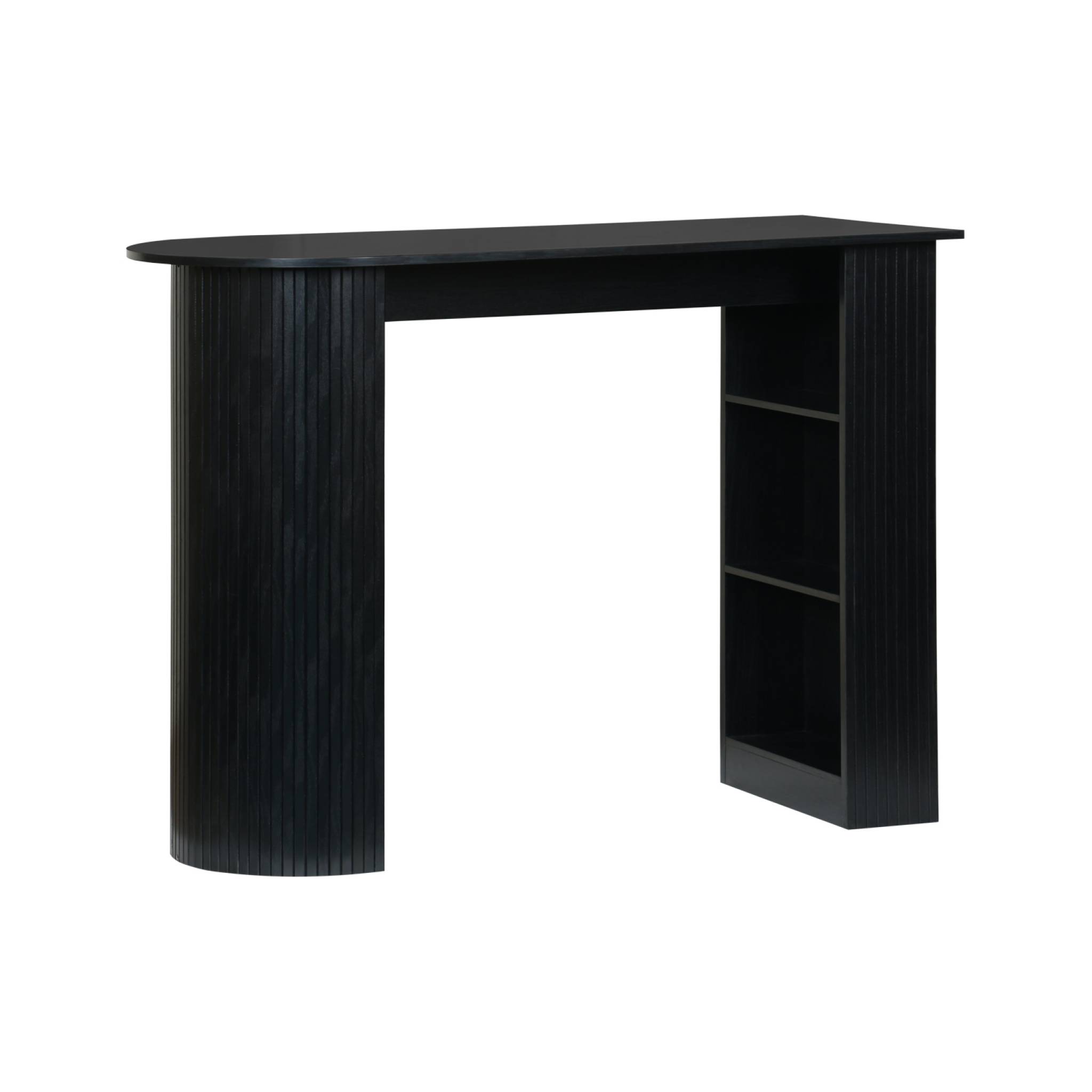 Table bar, table haute de cuisine décor bois avec rangements WALLIS, SWEEEK