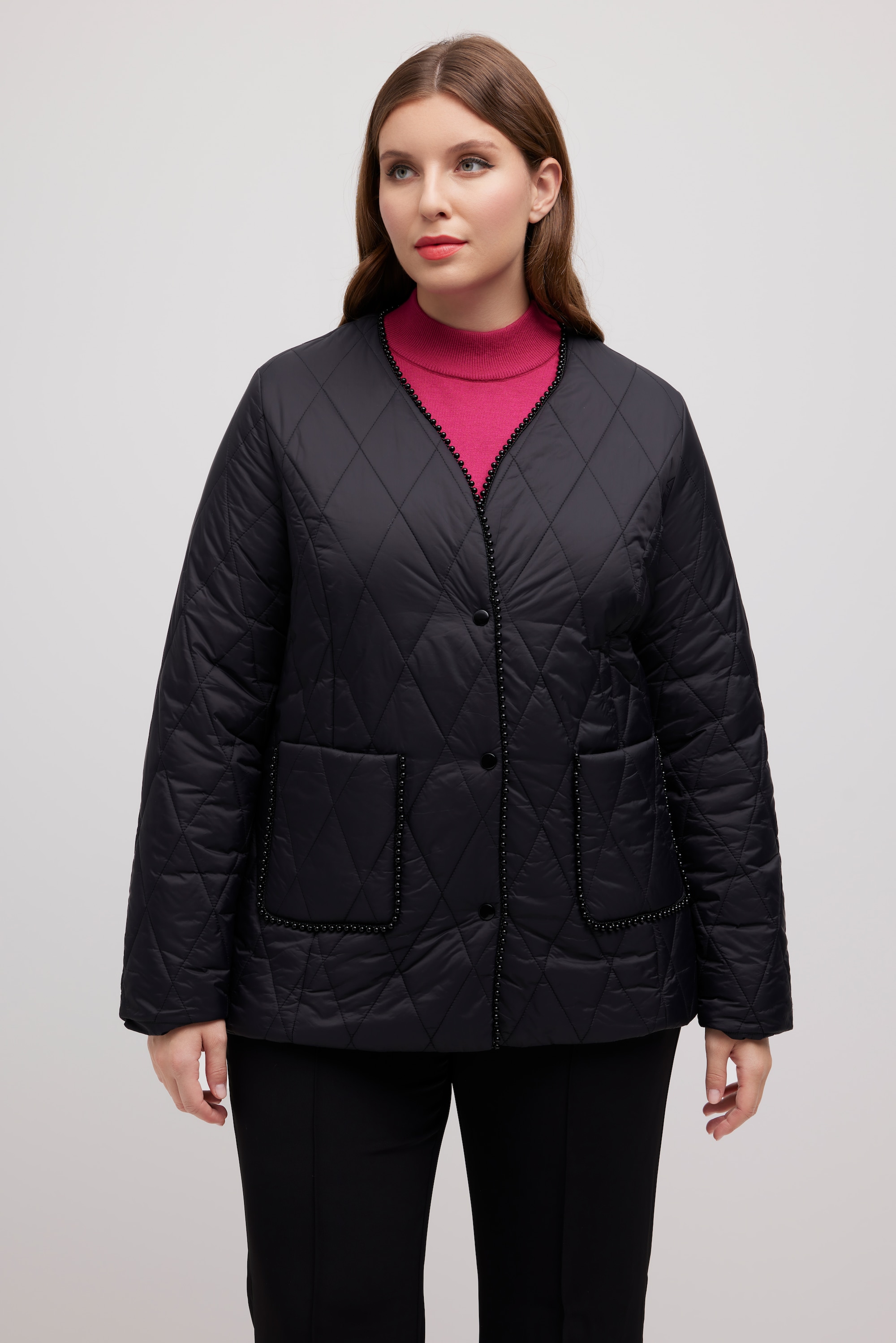 Veste matelassée, bordure en perles, col en V, ULLA POPKEN