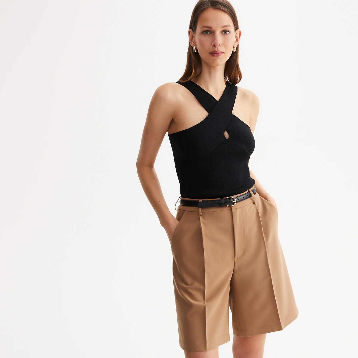Sleeveless Tank Top with Crossed Straps, ANNE WEYBURN