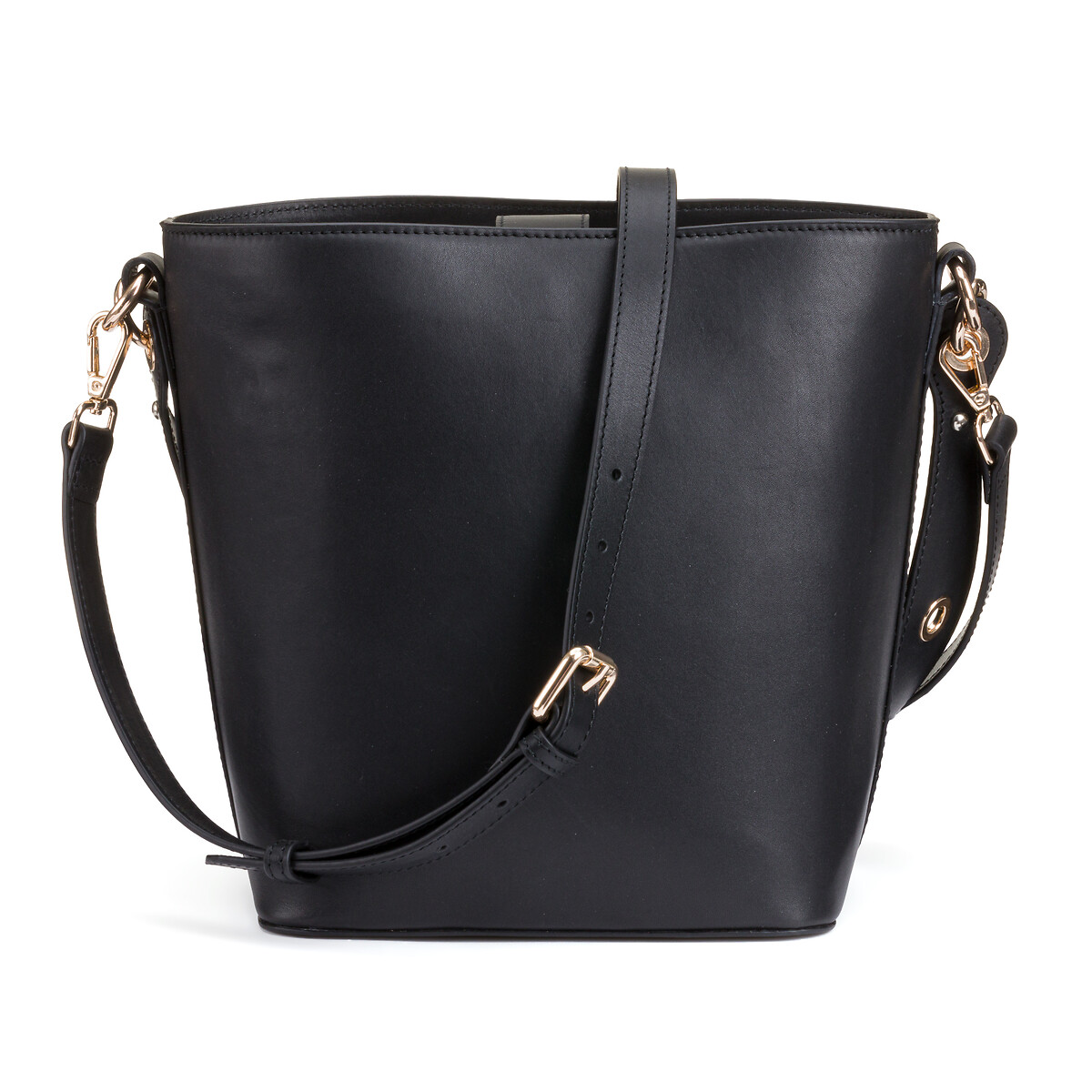 Signatures leather bucket bag black La Redoute Collections La Redoute