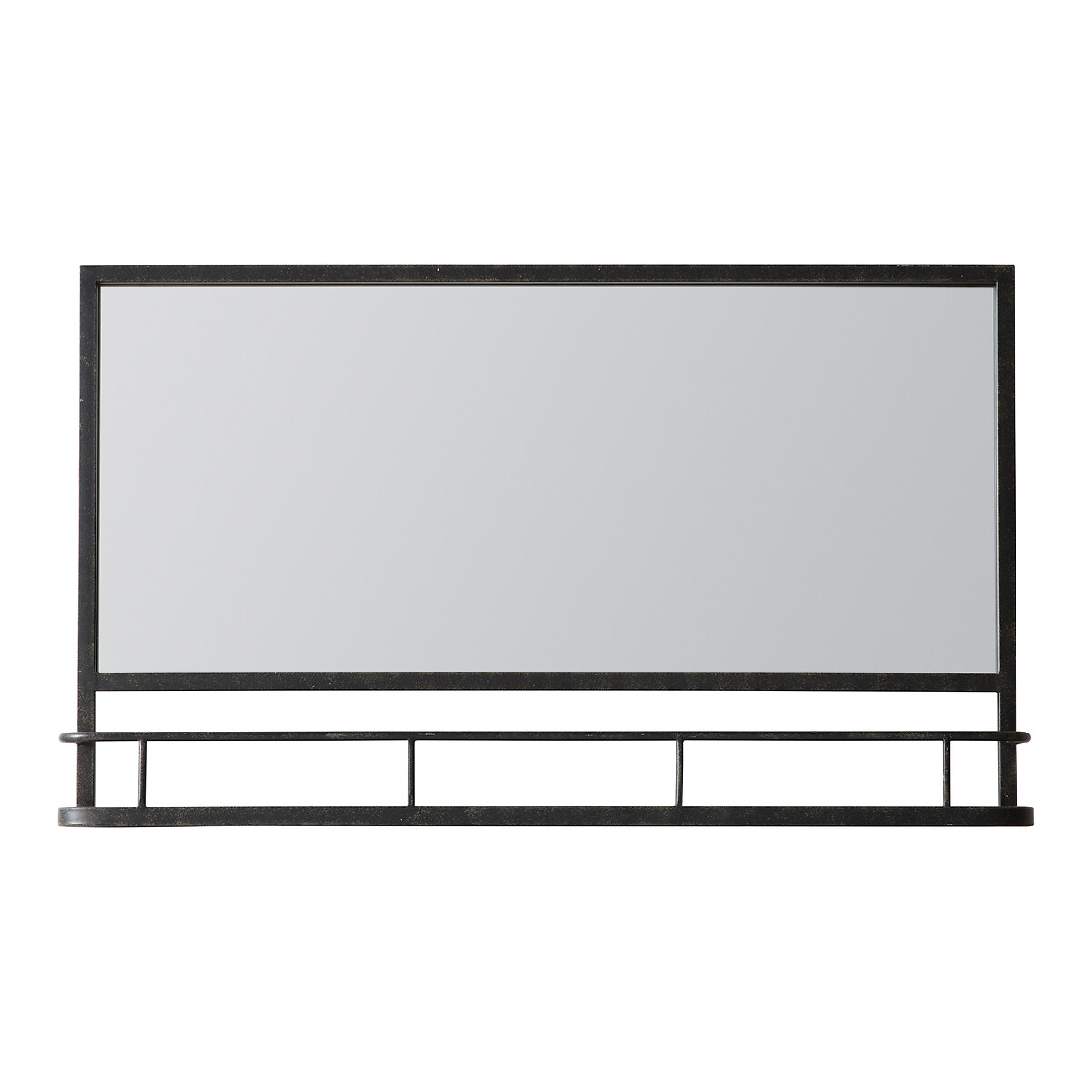 63x106cm Everett Industrial Mirror with Shelf in Black, ÉDITÉ
