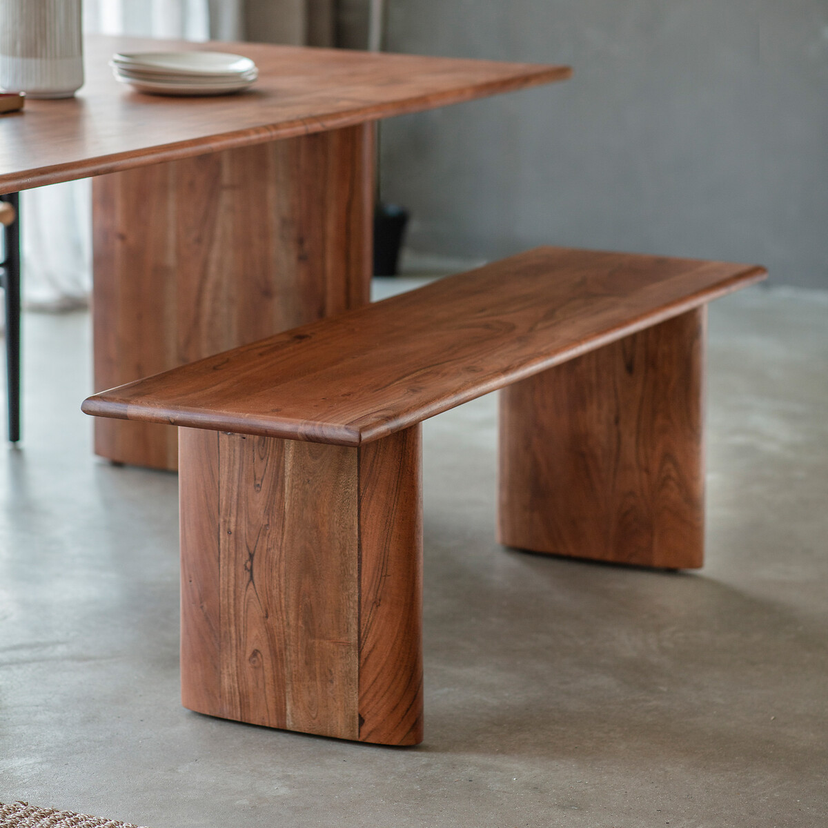 Acacia wood hot sale dining bench