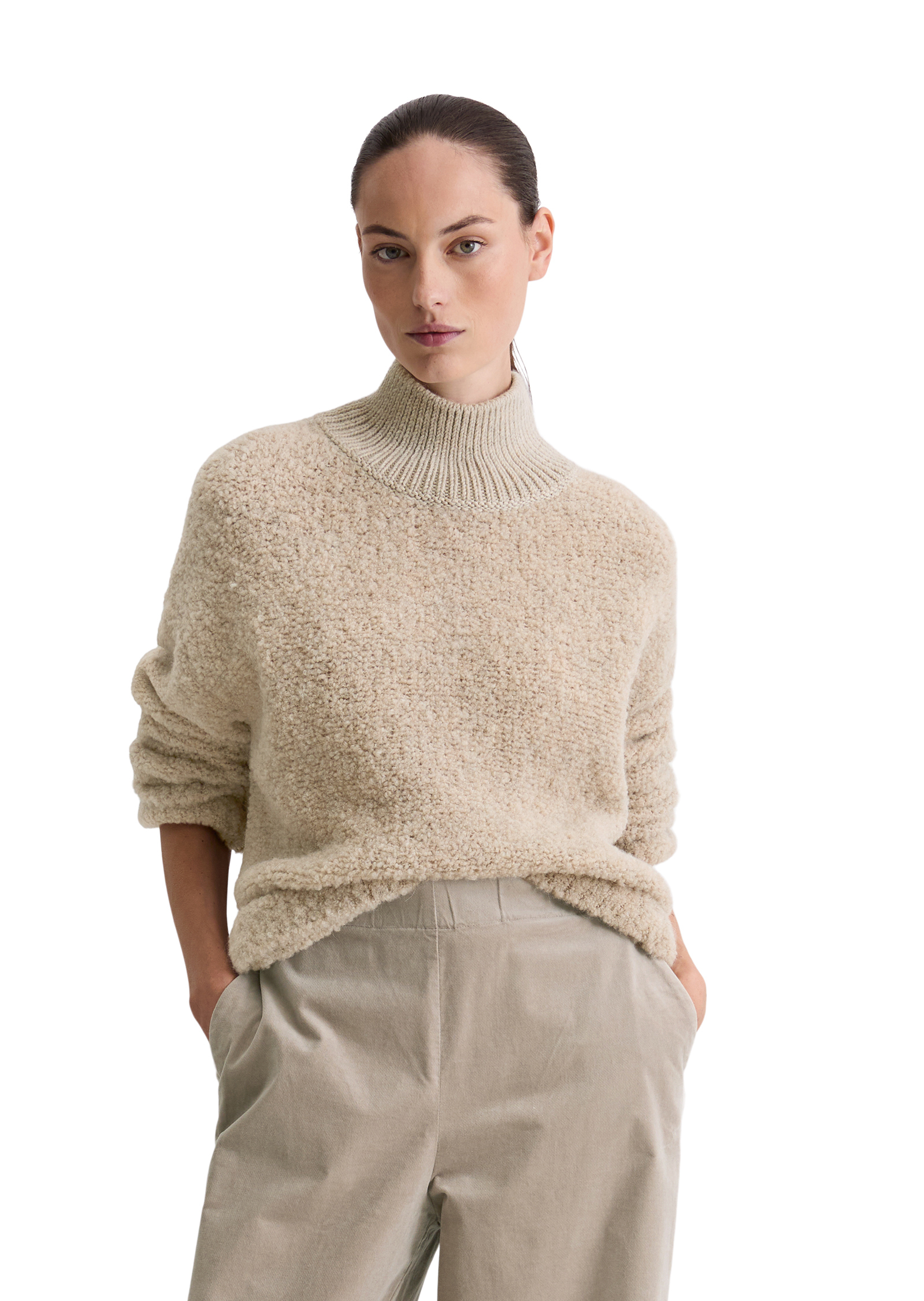 Pull bouclette regular en mélange de laine vierge et de laine d'alpaga, MARC O'POLO
