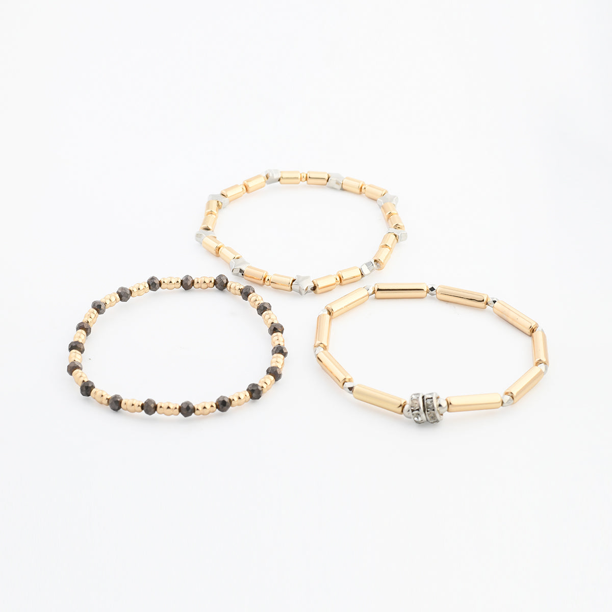 Set de 3 bracelets perles fantaisie dorées, BALABOOSTE