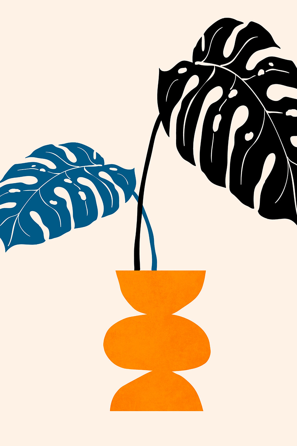 Tableau graphique plante en pot, HEXOA