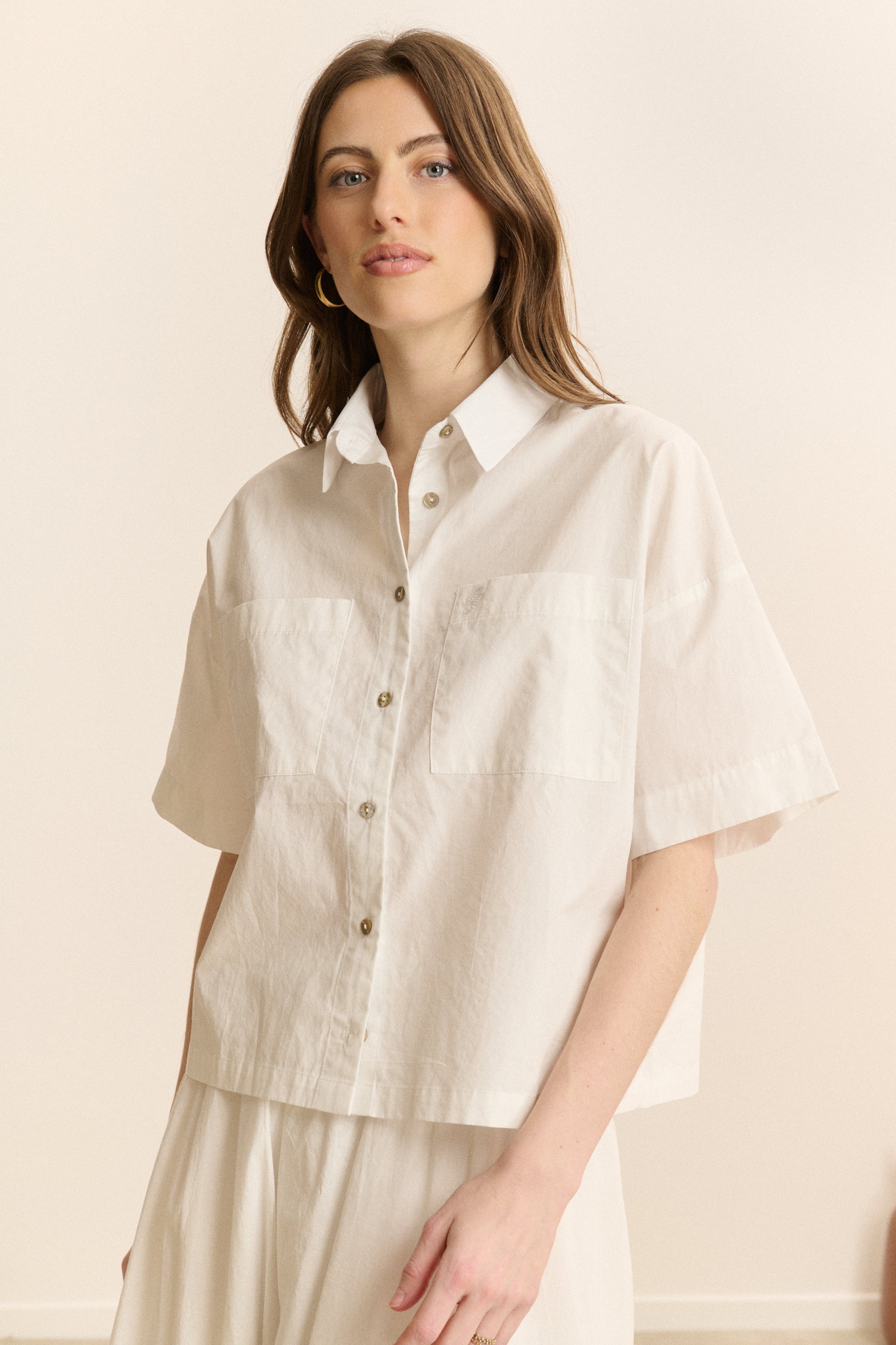 Chemise à manches courtes en popeline CELINE, GARANCE PARIS 