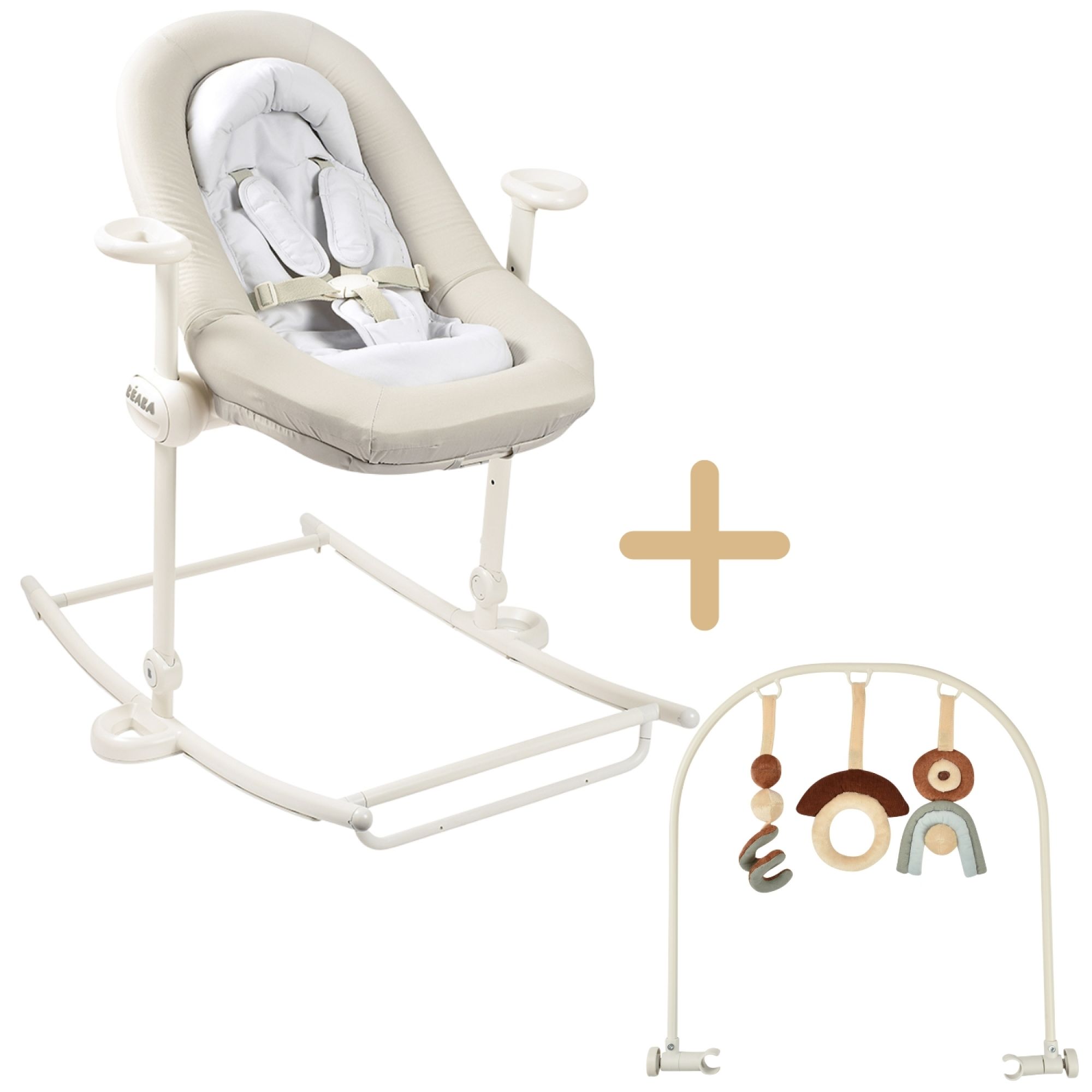 Transat bébé Up & Down Plus Greige + arche de jeux, BEABA