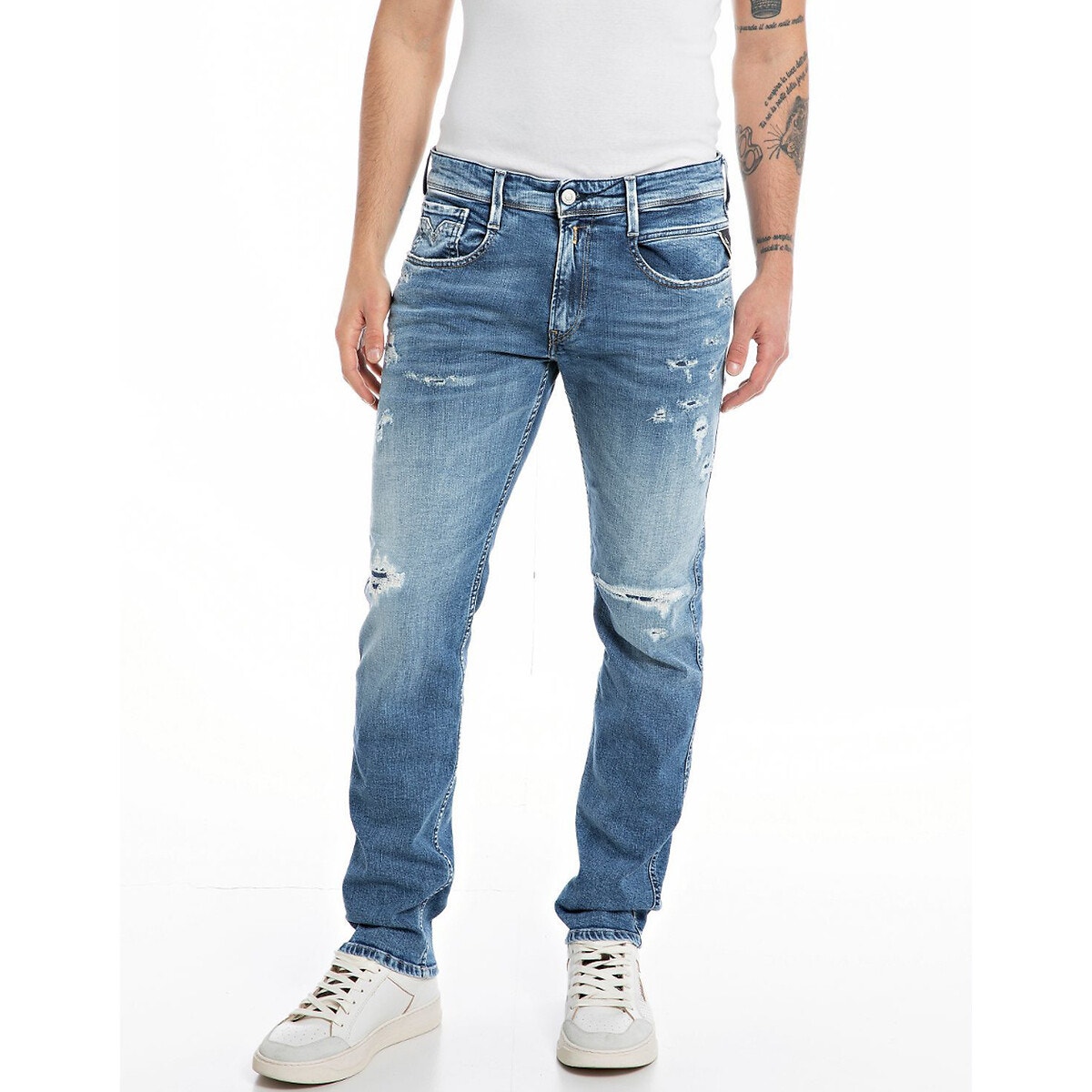 Jean bleu clair délavé homme hot sale