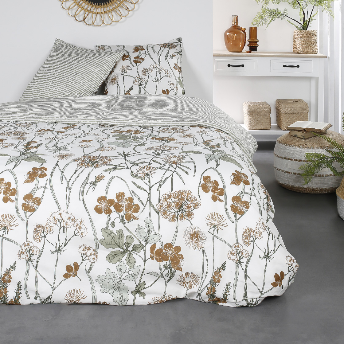 Parure de lit 2 personnes imprimé floral coton SUNSHINE ISMA, TODAY