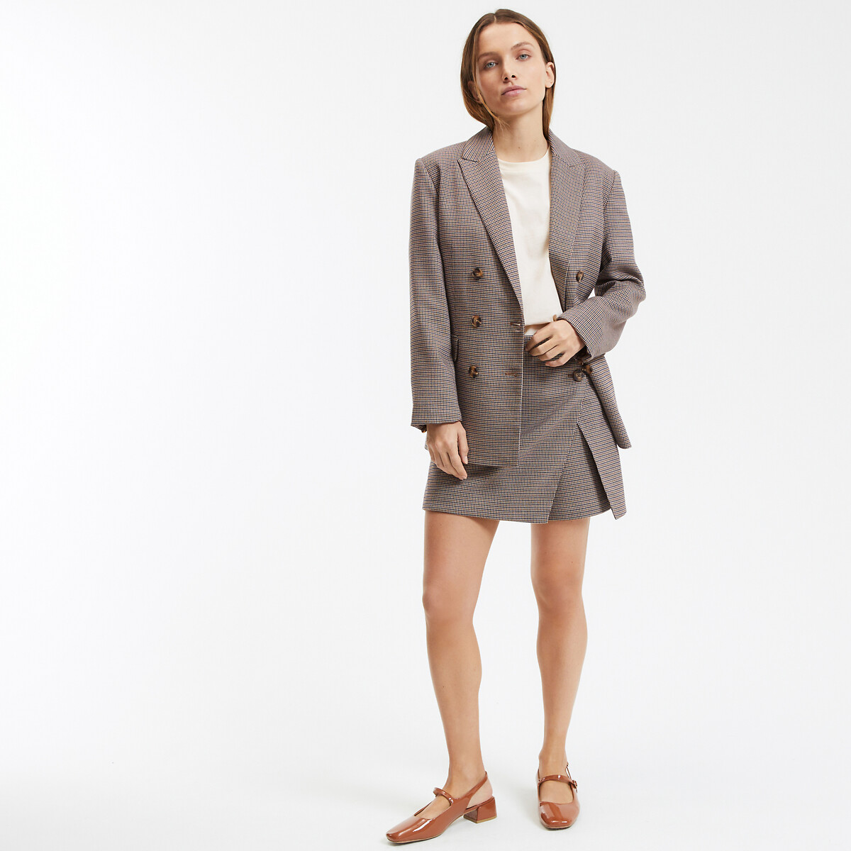 Jupe-short pied de poule La Redoute Collections carreaux | La Redoute