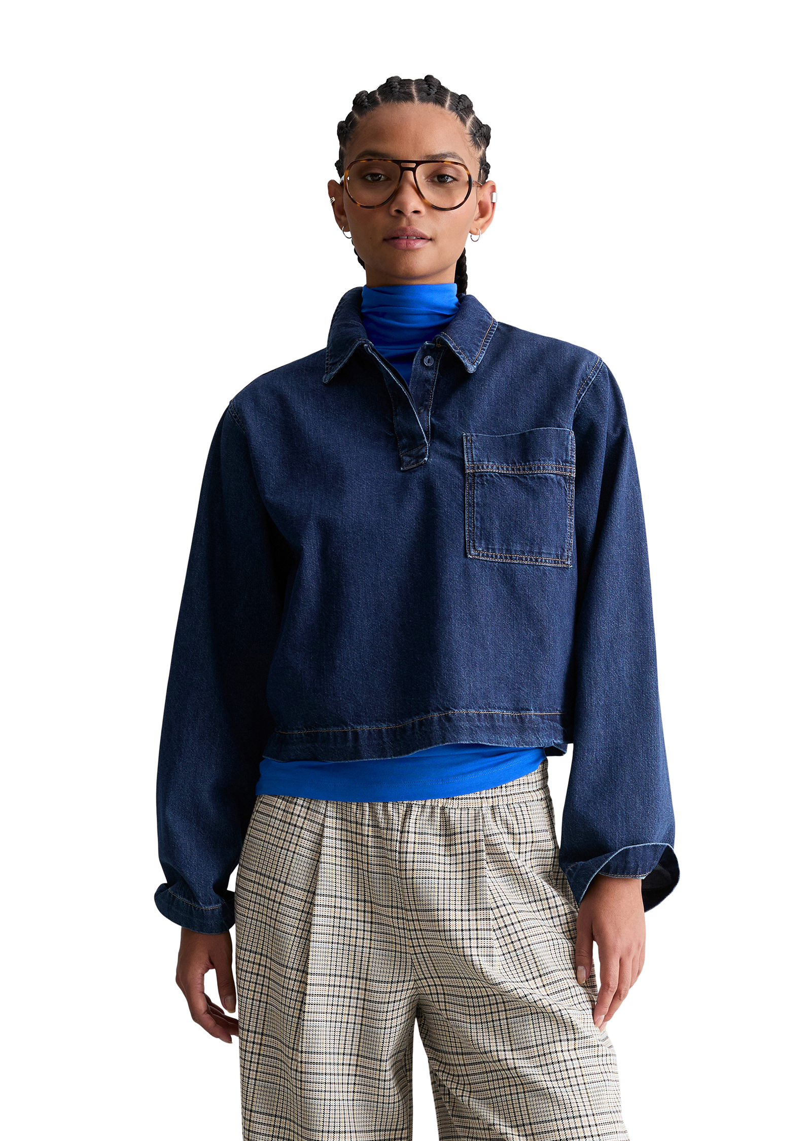 Polo en jean oversized en pur coton bio, MARC O’POLO DENIM