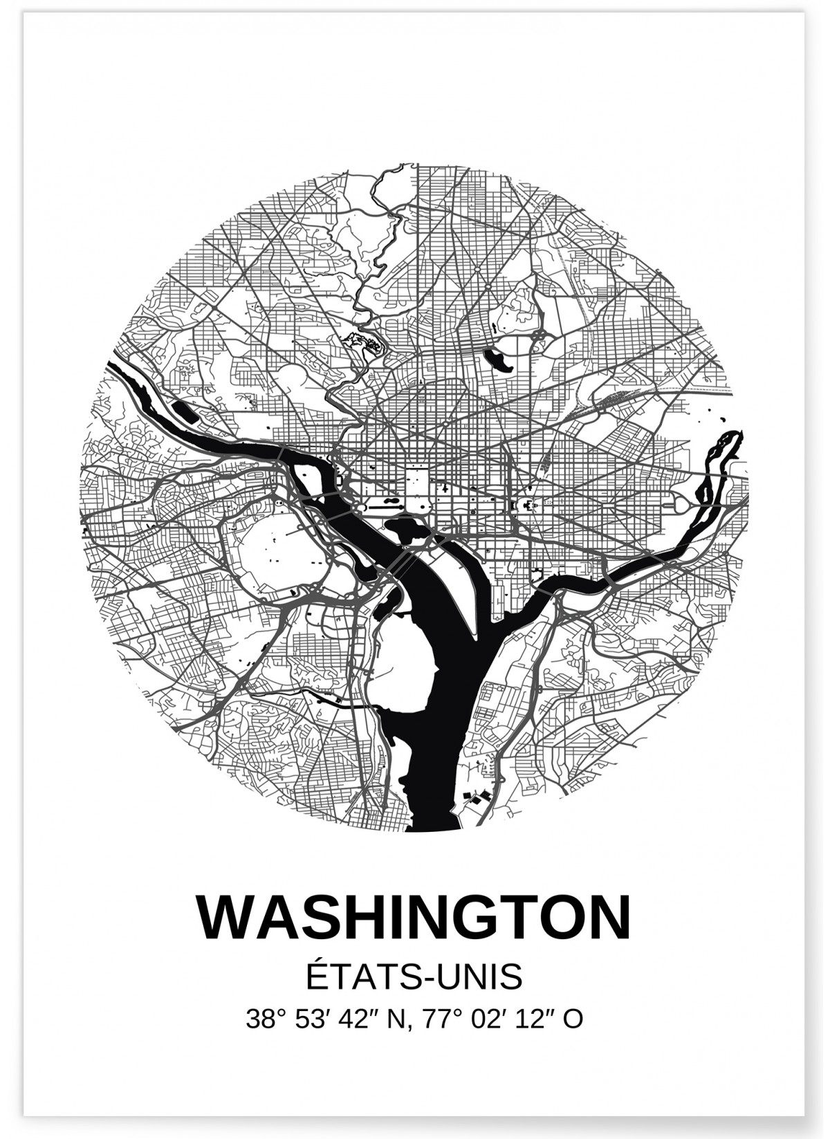 Affiche Carte Washington, L'AFFICHERIE