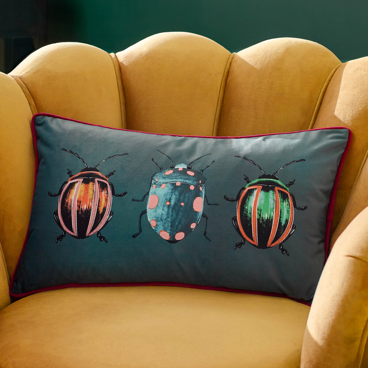 Beetalis Piped Velvet Filled Cushion, FURN.