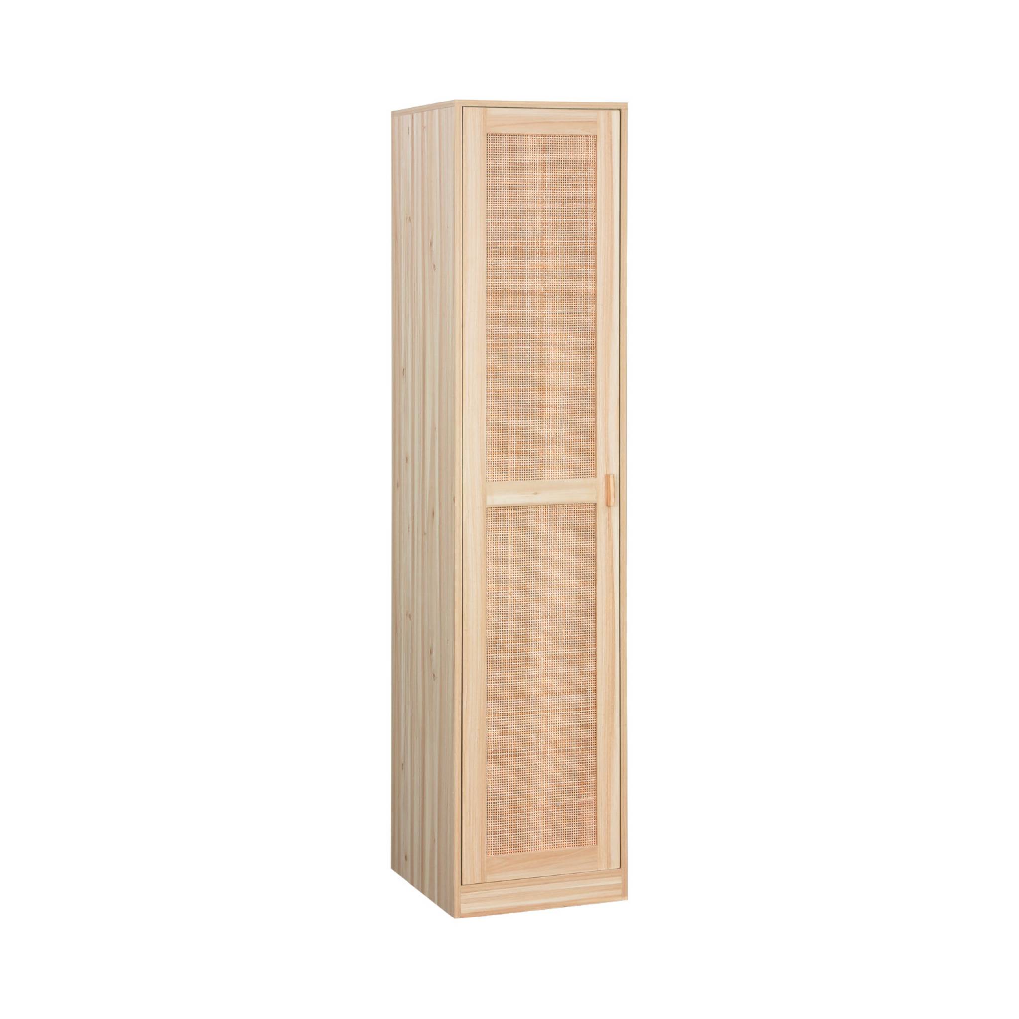 Armoire dressing décor bois et cannage 1 porte 5 étagères CAMARGUE, SWEEEK