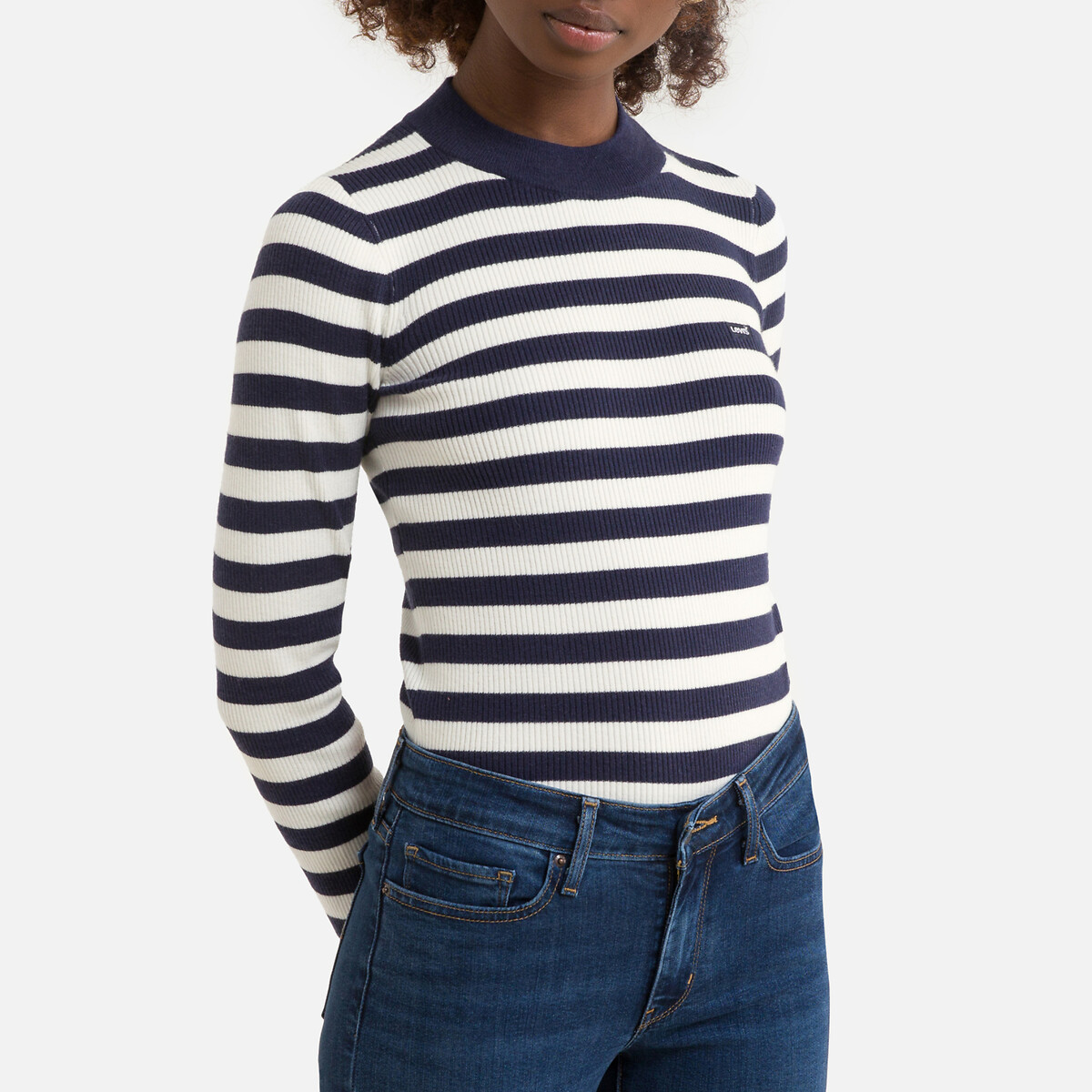 Striped fine knit jumper/sweater blue striped/white Levi's | La Redoute