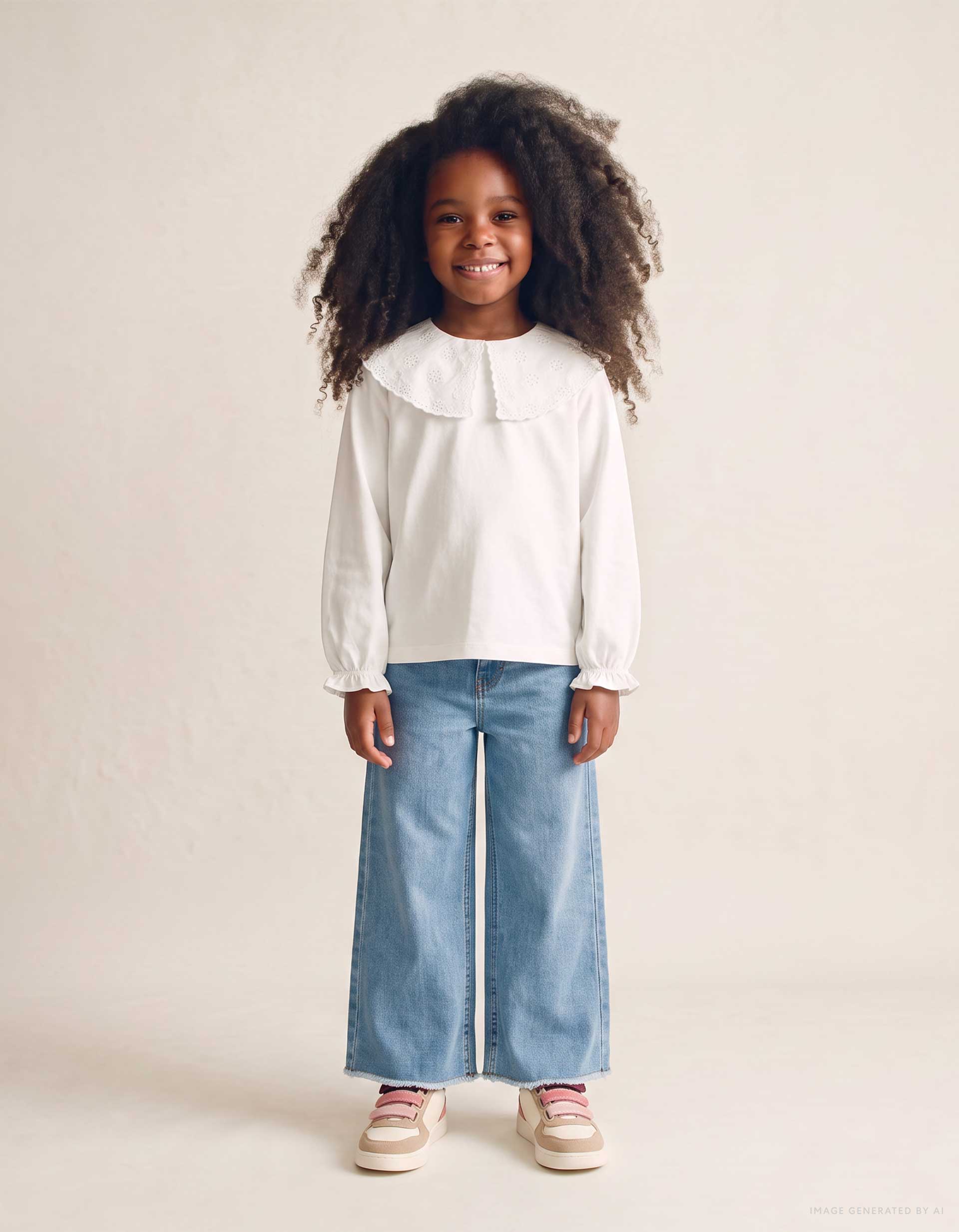 T-shirt à manches longues avec col maxi en broderie anglaise, ZIPPY