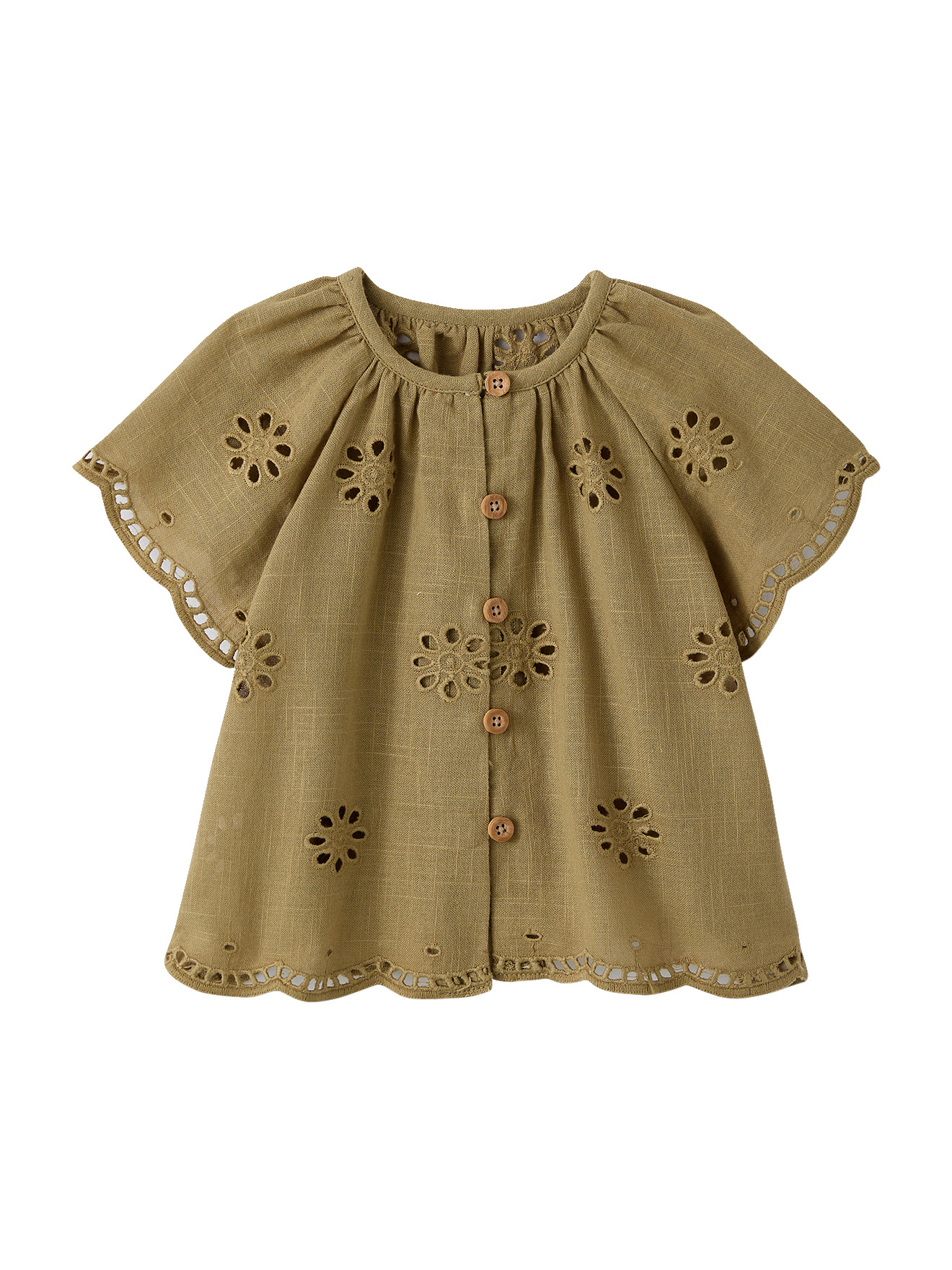 Blouse manches courtes broderie anglaise, VERTBAUDET