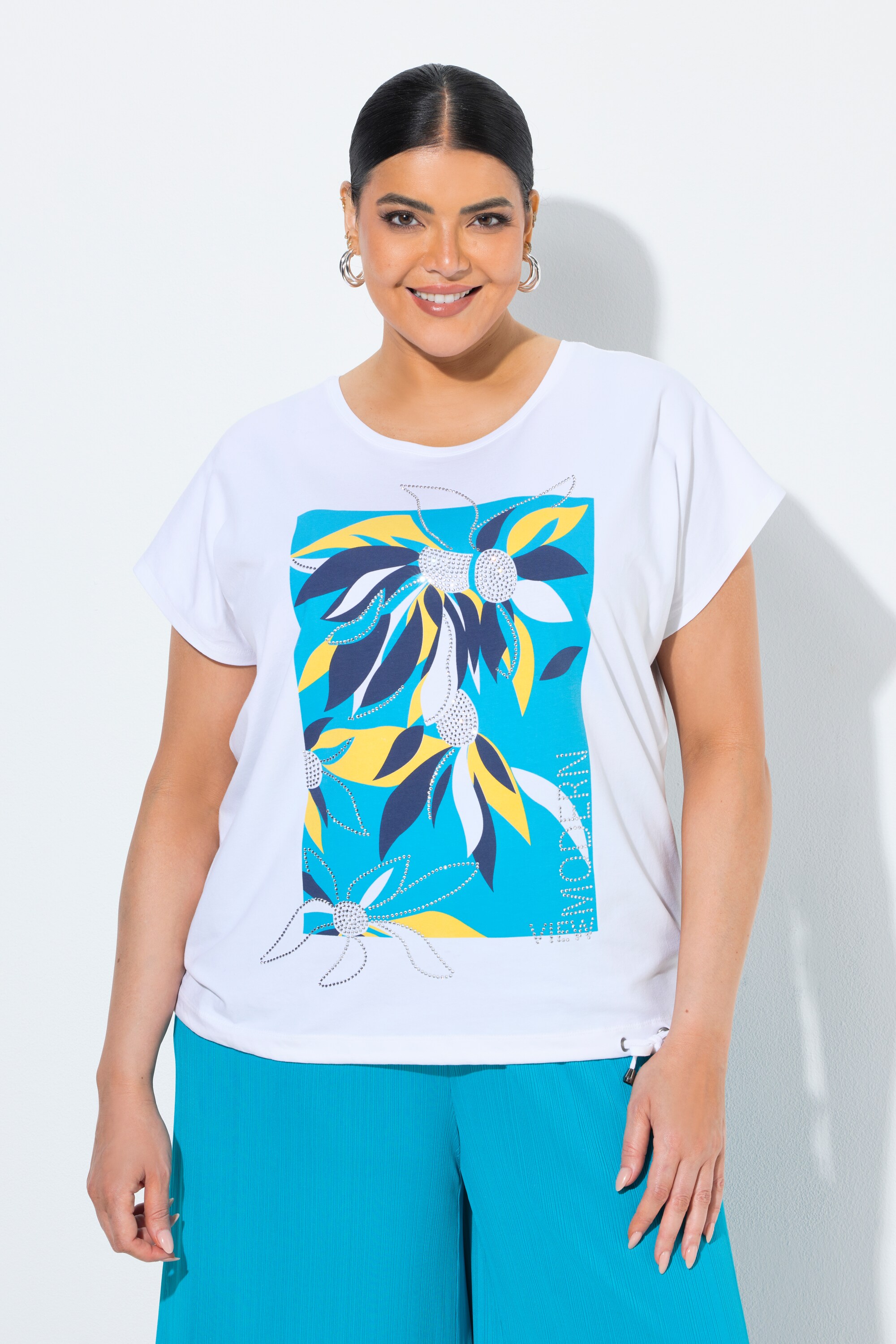 T-shirt oversize, motif feuilles, ULLA POPKEN