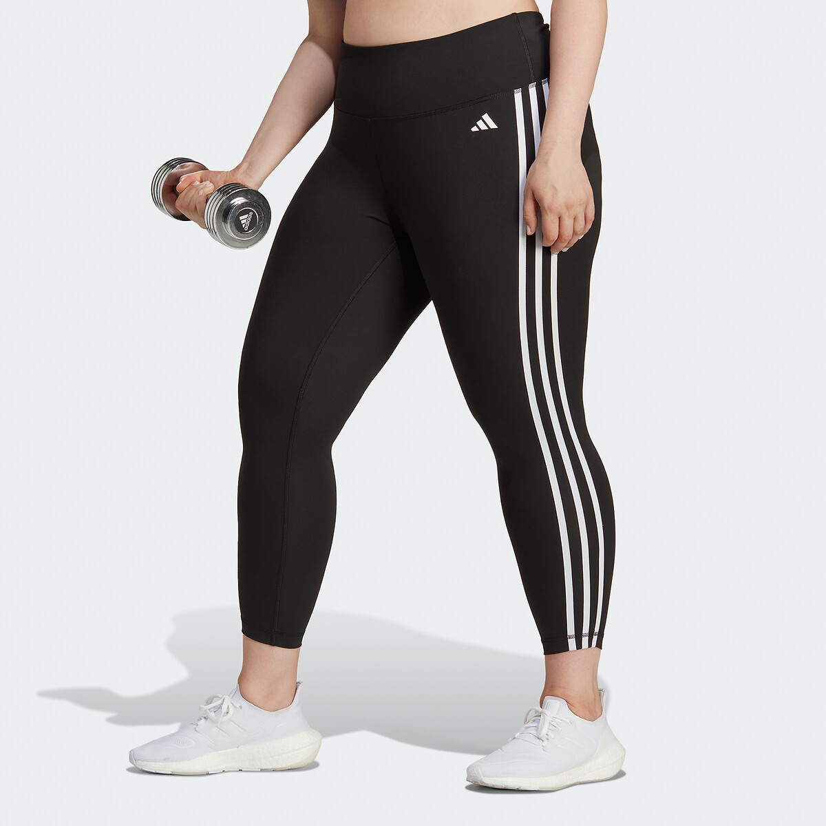 Image of Essentials Cropped Leggings with 3-Stripes Print and High Waist