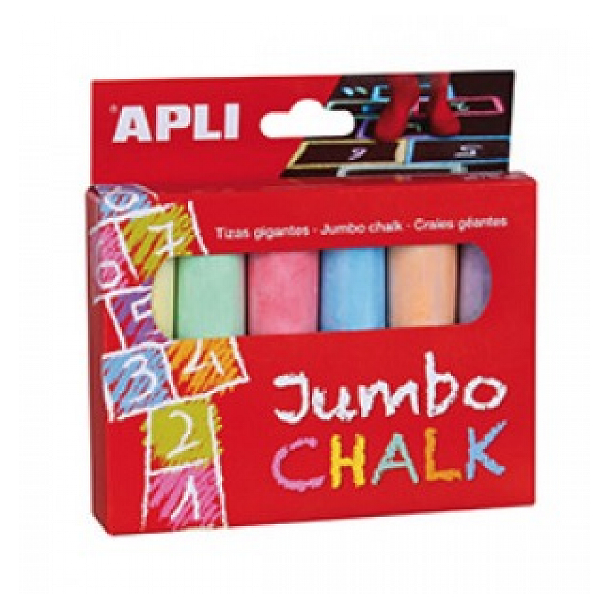 Pochette de 6 craies Geantes Couleurs, APLI-AGIPA