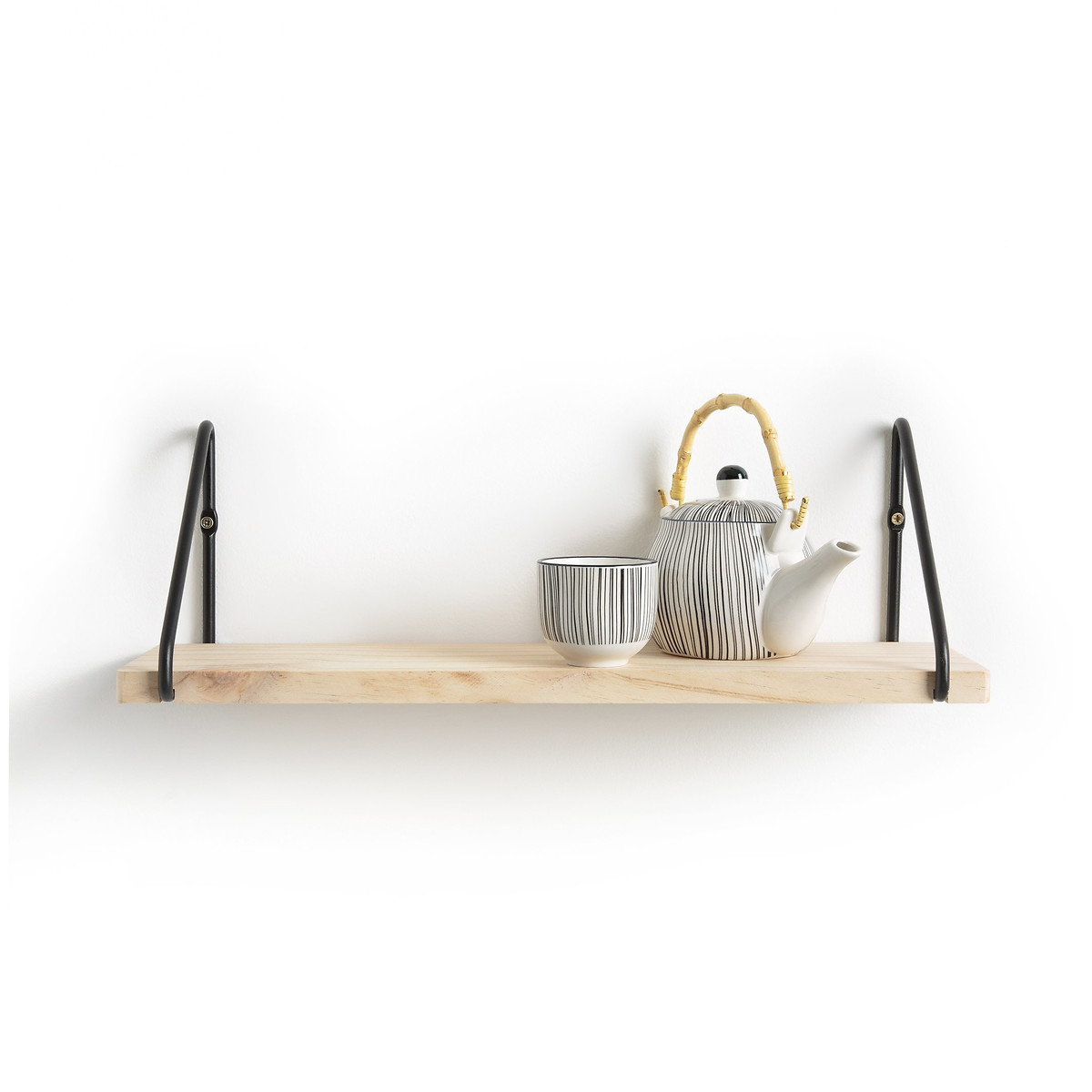 Wandplank in grenen en ijzer metaal L50 cm, Vinto