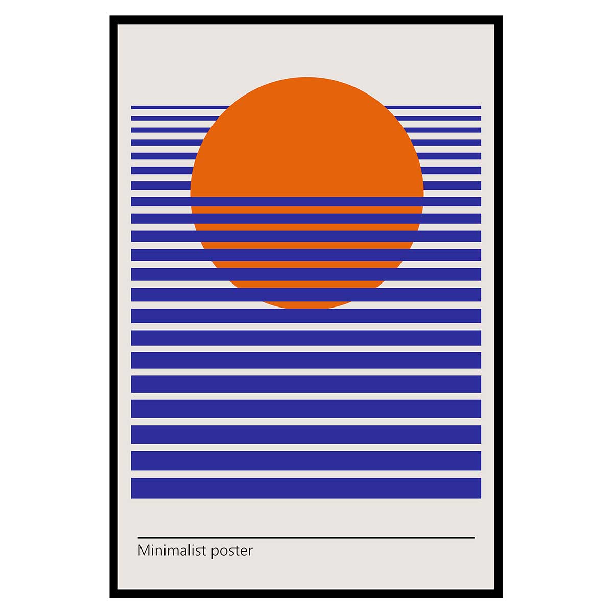 Affiche encadrée soleil minimaliste rayures, HEXOA