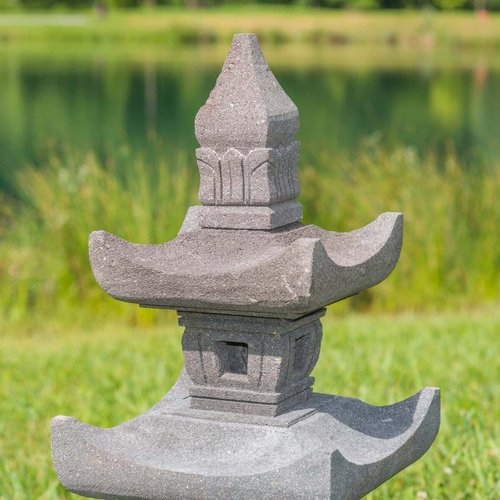 Lanterne japonaise en pierre de lave 70cm Couleur gris Wanda Collection