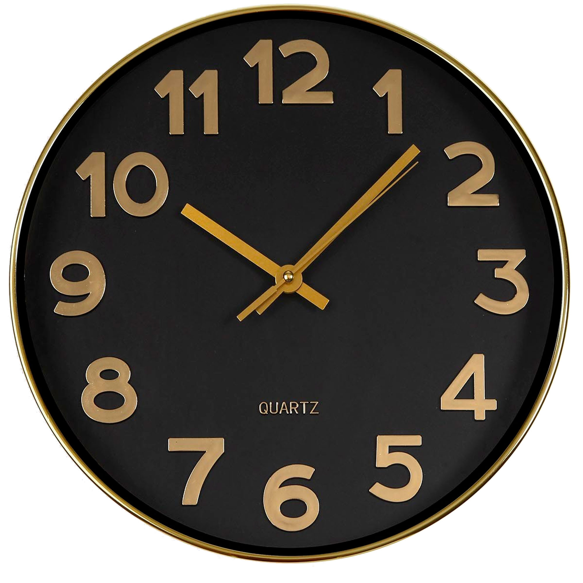 Horloge murale ronde métal noir et doré 30x30x4cm, WADIGA