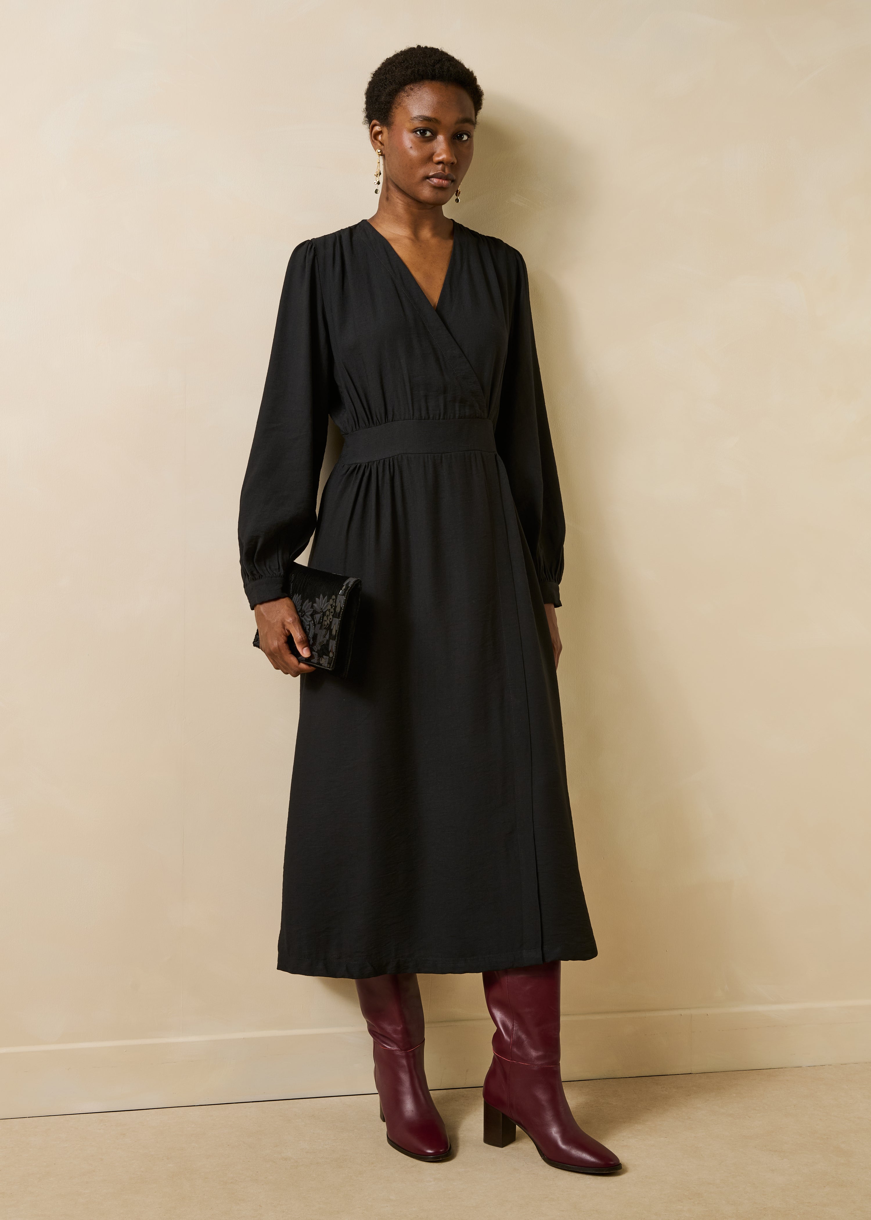Robe longue cintrée cache-cœur, LA FEE MARABOUTEE