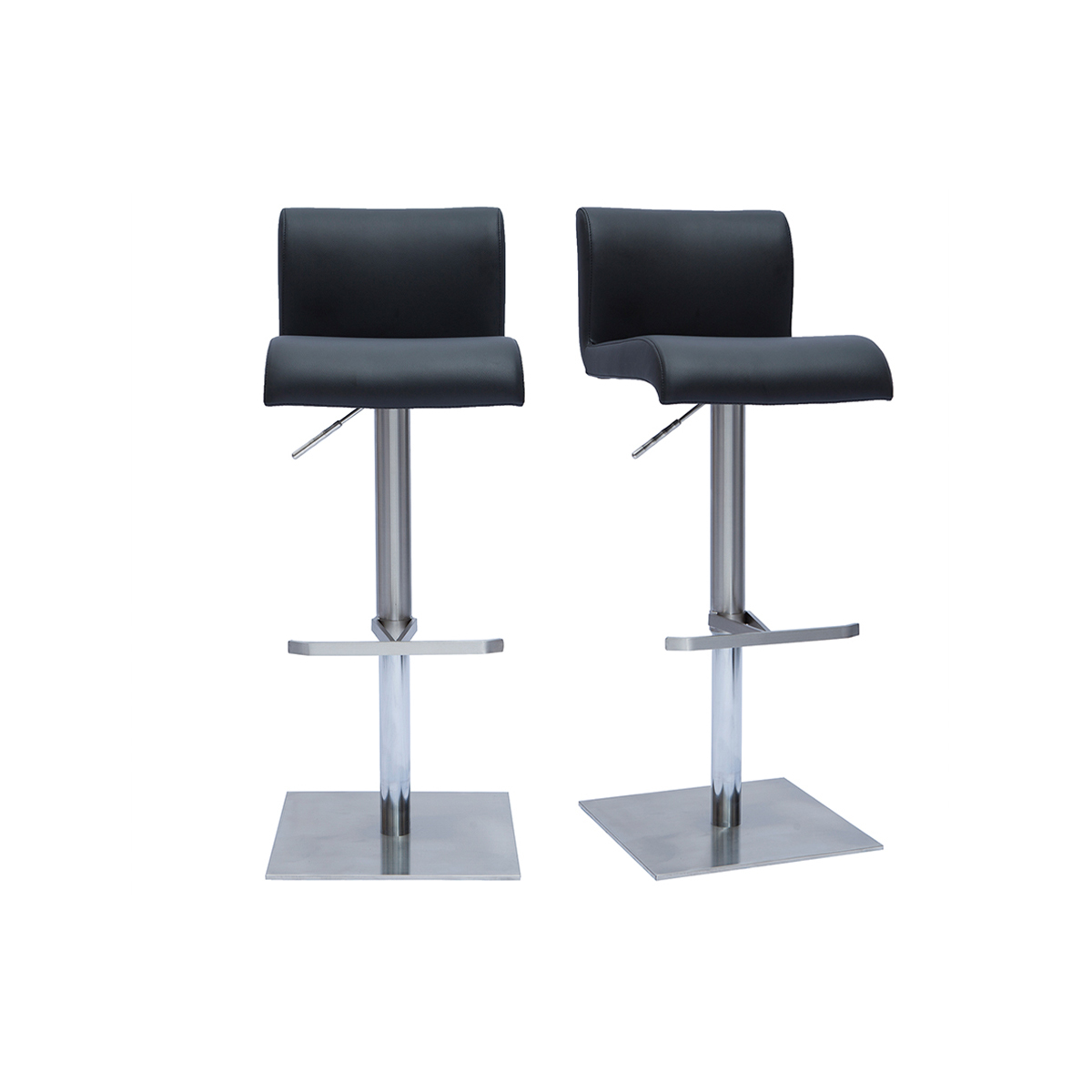 Tabourets de bar design réglables noir et inox brossé (lot de 2) SHEINA, MILIBOO