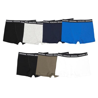 Pack of 7 Boxers in Plain Cotton LA REDOUTE COLLECTIONS