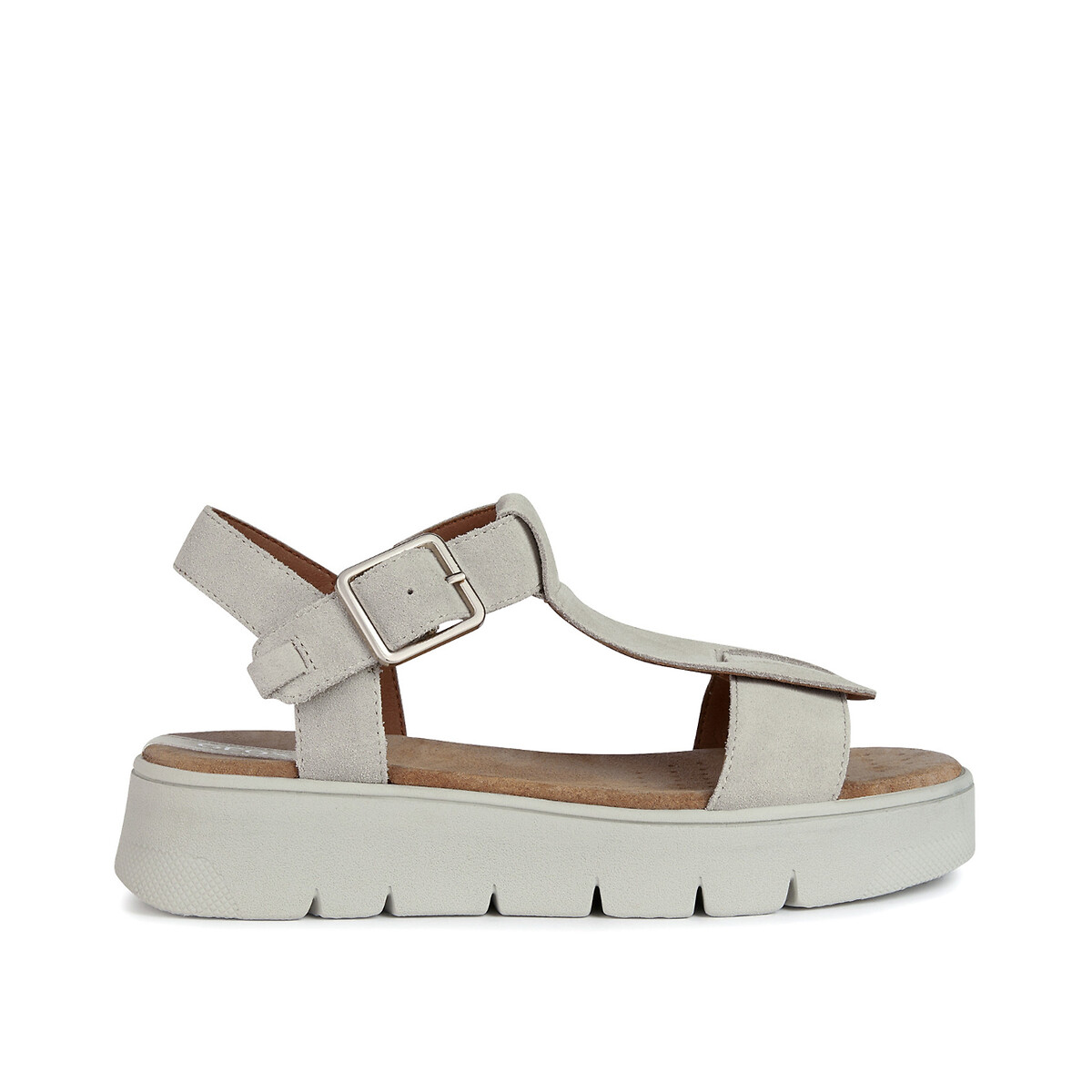 Dandra suede breathable sandals with chunky heel taupe Geox | La Redoute