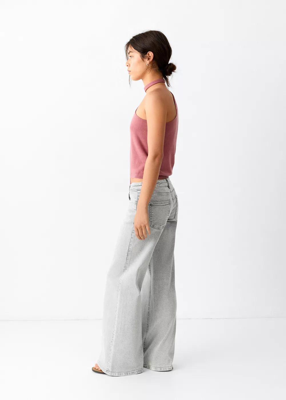 Jean wide leg détails et clous, MANGO TEEN