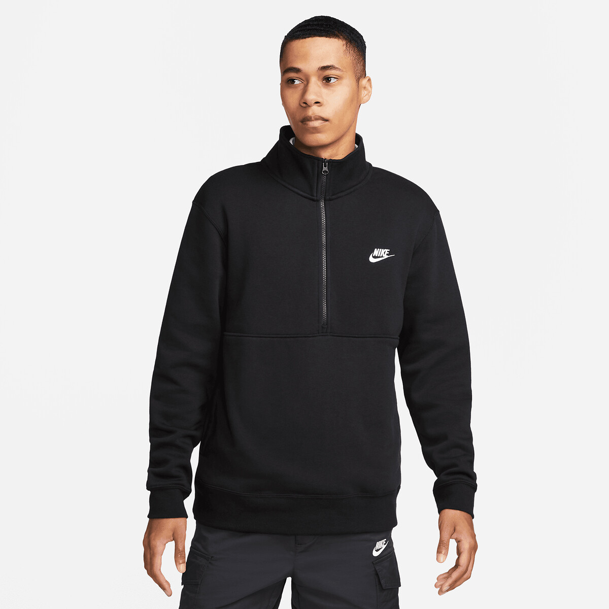 Sportswear club bb half zip sweatshirt in cotton mix, black, Nike | La ...